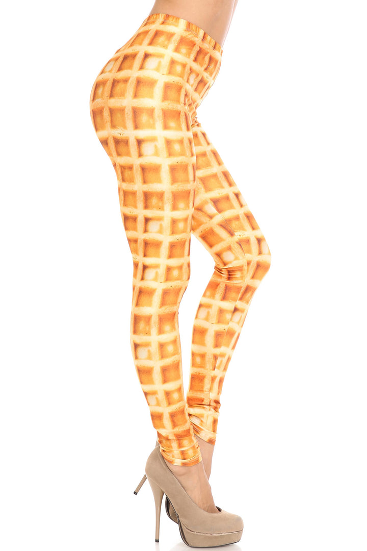 Creamy Soft Premium Women's Leggings Waffle Plus Size, High Rise, Stretchy & Breathable, Comfortable Fit - by USA Fashion