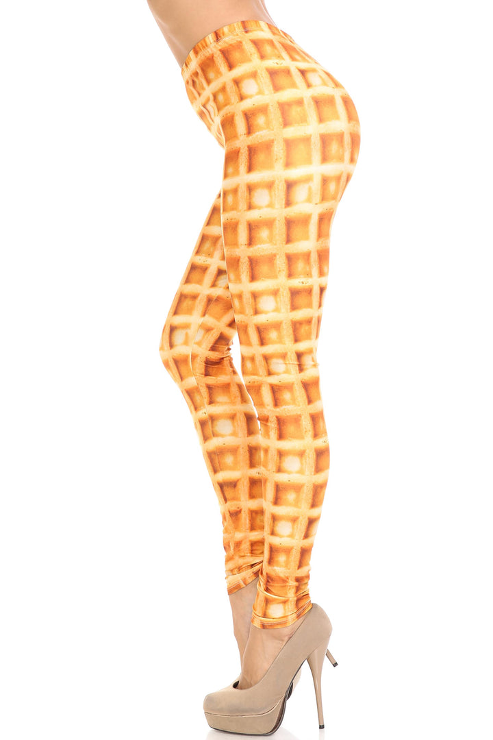 Creamy Soft Premium Women's Leggings Waffle Plus Size, High Rise, Stretchy & Breathable, Comfortable Fit - by USA Fashion