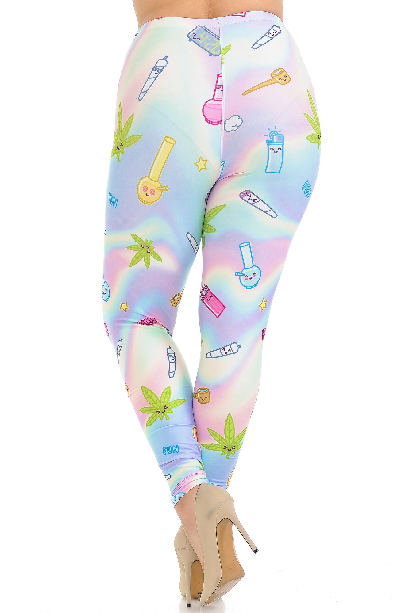 Plus Size - Creamy Soft Women's Laser Print Skin Smoothing Fashion Print Leggings - Marijuana Life