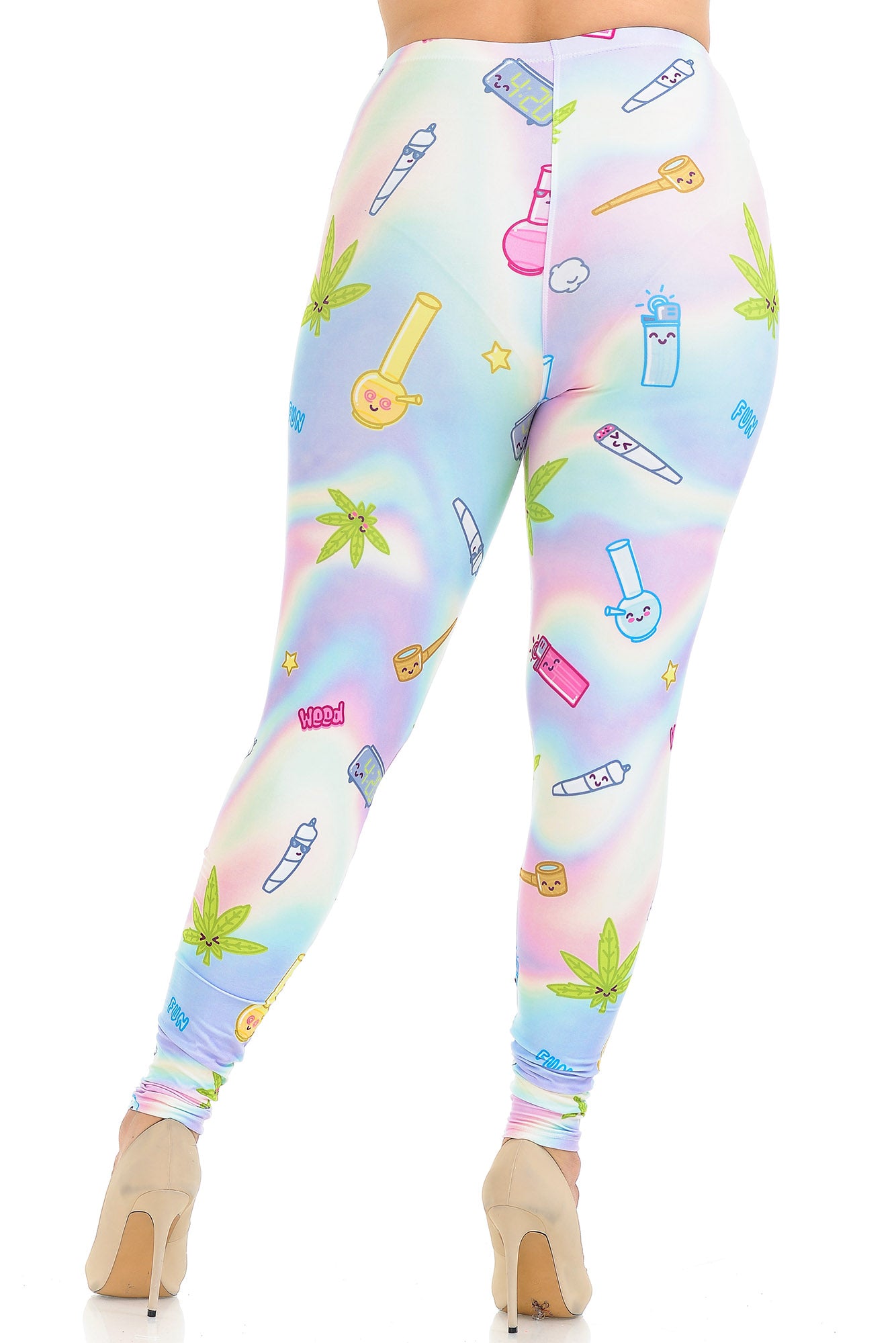 Plus Size - Creamy Soft Women's Laser Print Skin Smoothing Fashion Print Leggings - Marijuana Life