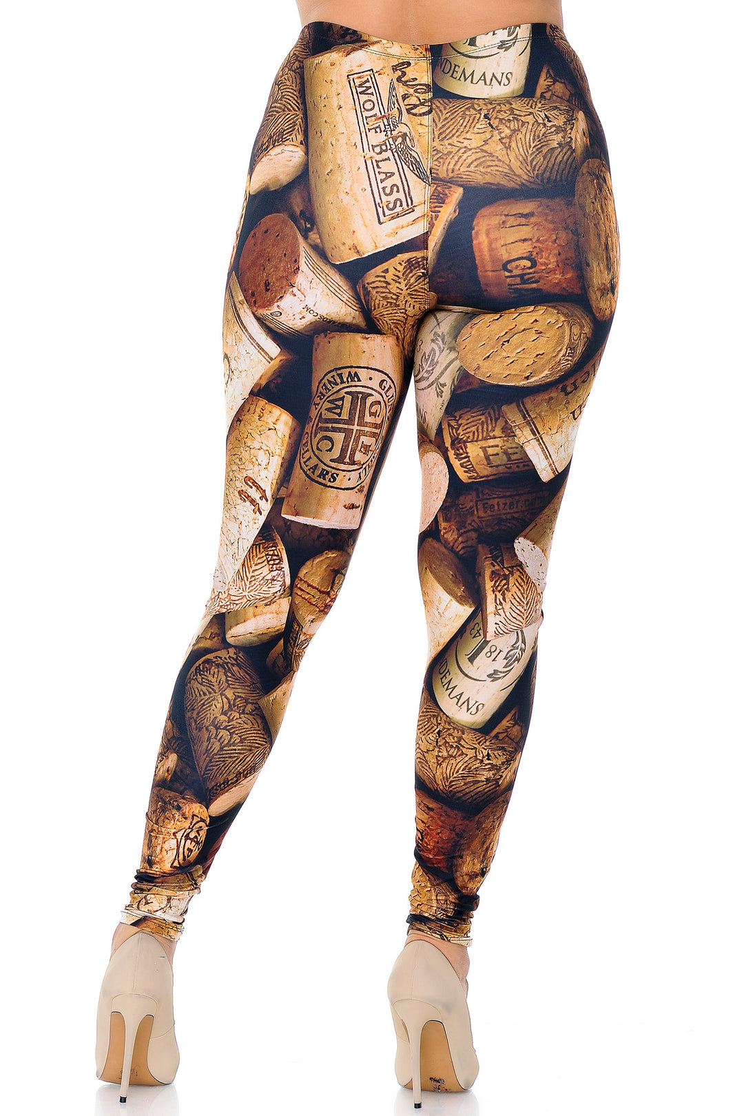 Creamy Soft Premium Women's Leggings Wine Cork Plus Size, High Rise, Stretchy & Breathable, Comfortable Fit - by USA Fashion