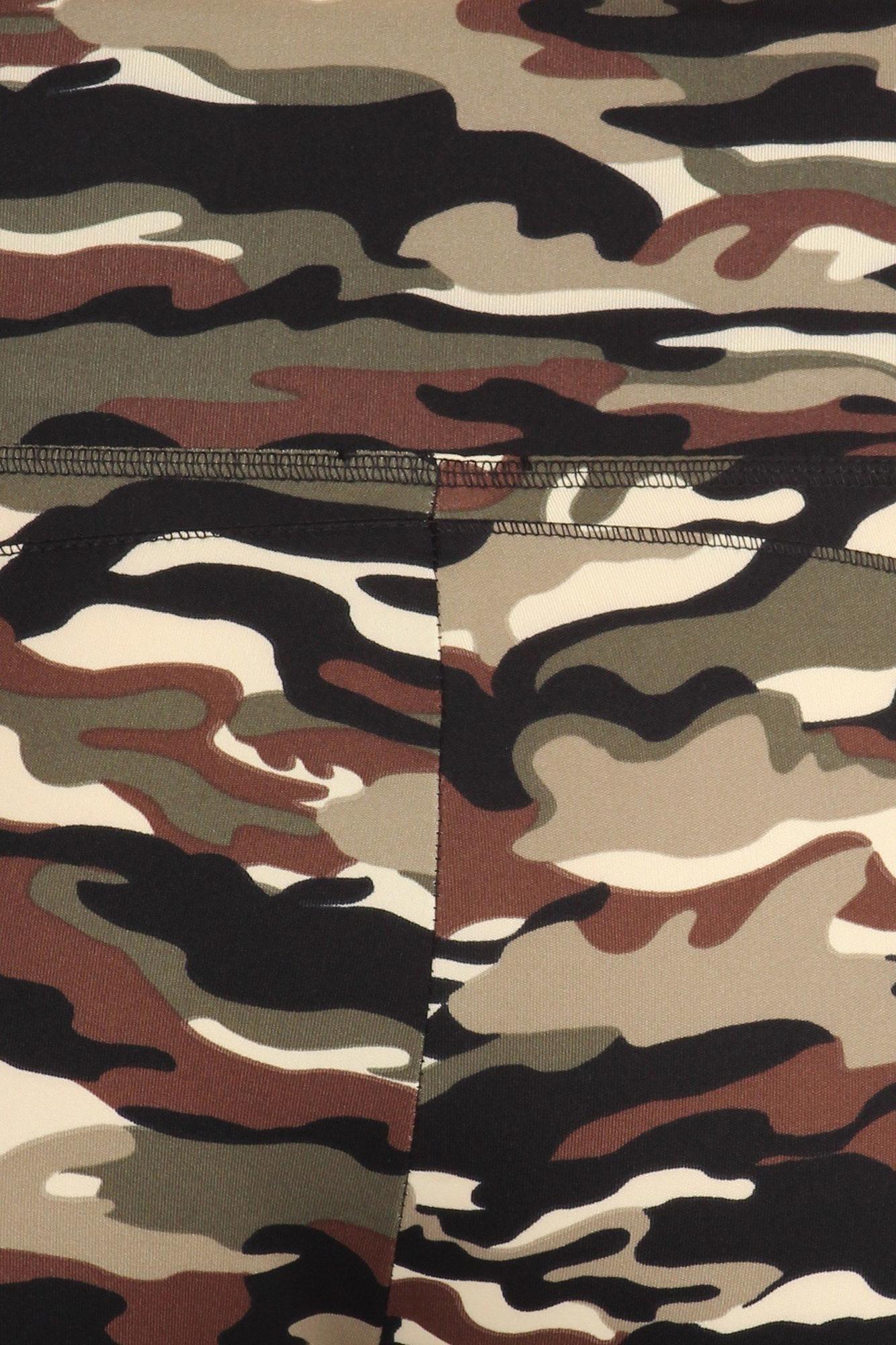 Camouflage Sport Leggings - Plus Size - 1XL 2XL 3XL with Side Pocket