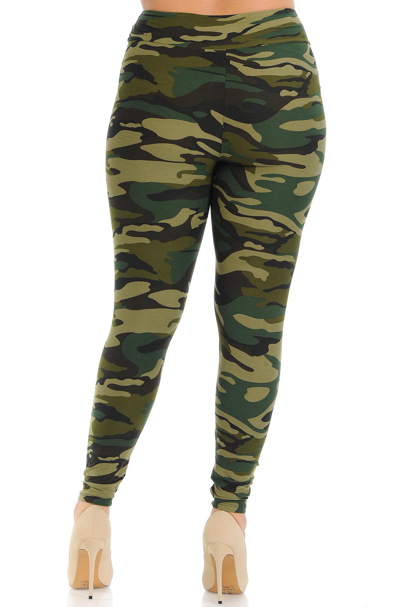 Buttery Soft Green Camouflage High Waisted Plus Size Leggings - EEVEE (One Size Plus,Green)