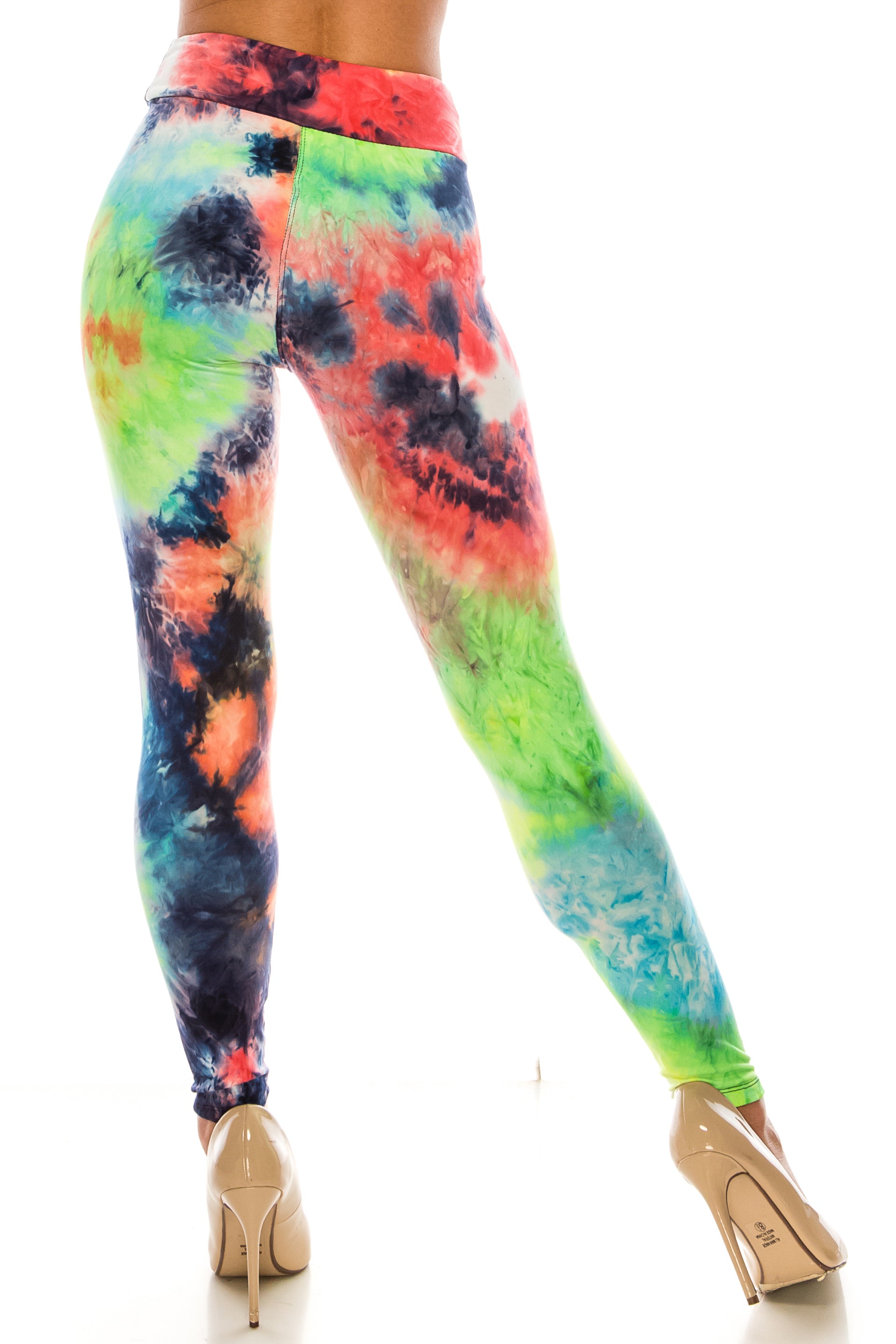 Buttery Soft Summer Yellow Tie Dye High Waisted Leggings - Plus Size (One Size Plus,Yellow)