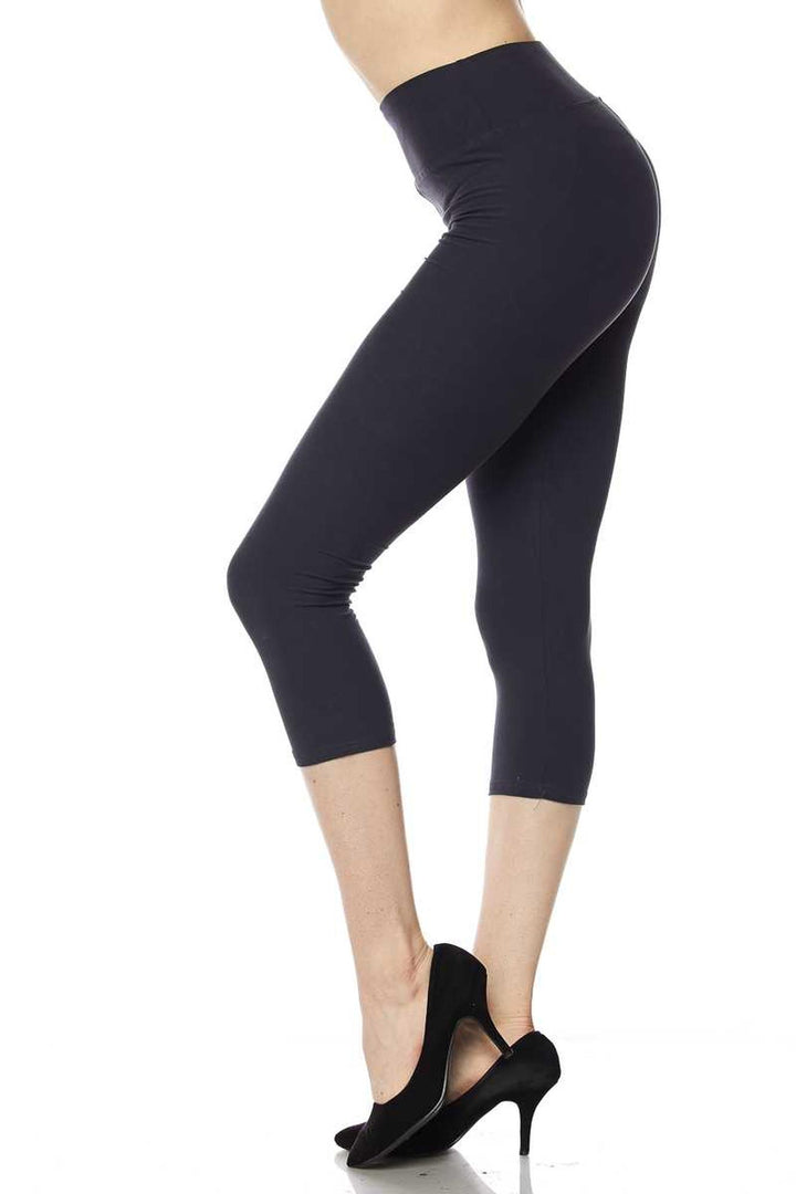Buttery Smooth Basic Solid High Waisted Capris - 3 Inch Waist - New Mix