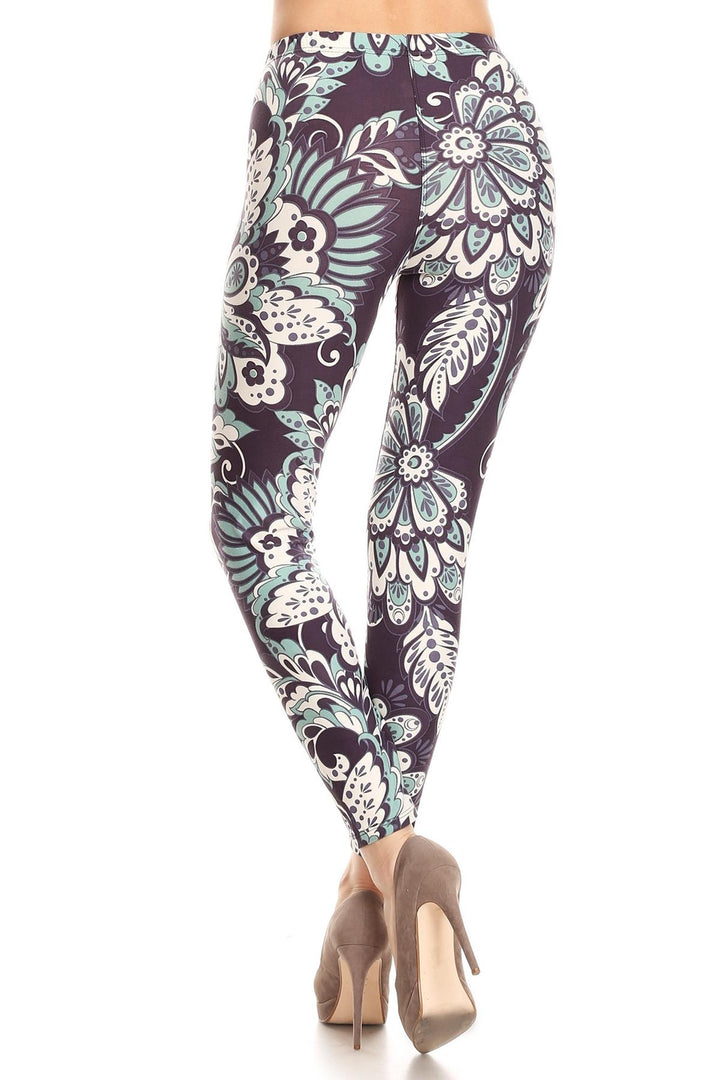 Buttery Soft Midnight Minty Mandala Leggings (One Size Regular,Mint)