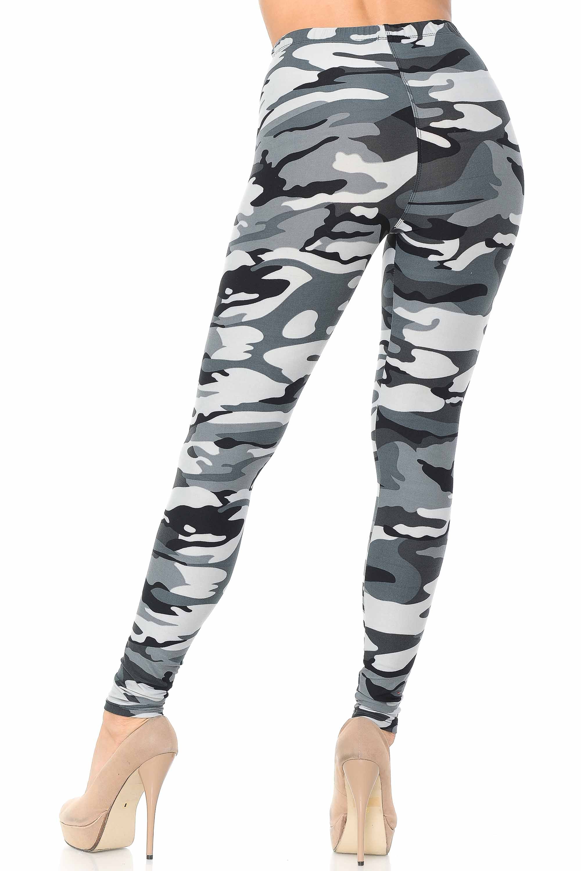 Buttery Soft Charcoal Camouflage Leggings - EEVEE (One Size Regular,Charcoal)