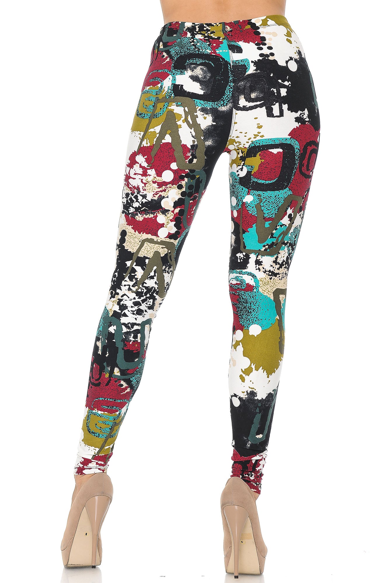 Buttery Soft Summer Picasso Leggings (One Size Regular,White)