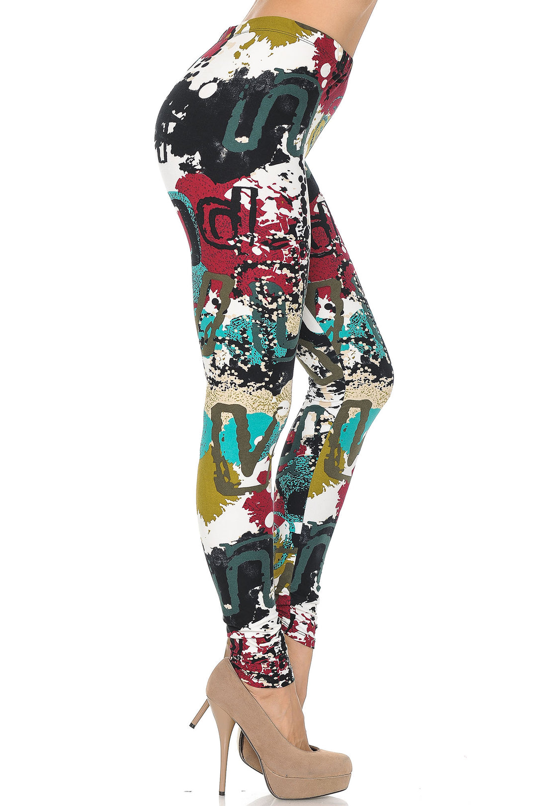 Buttery Soft Summer Picasso Leggings (One Size Regular,White)