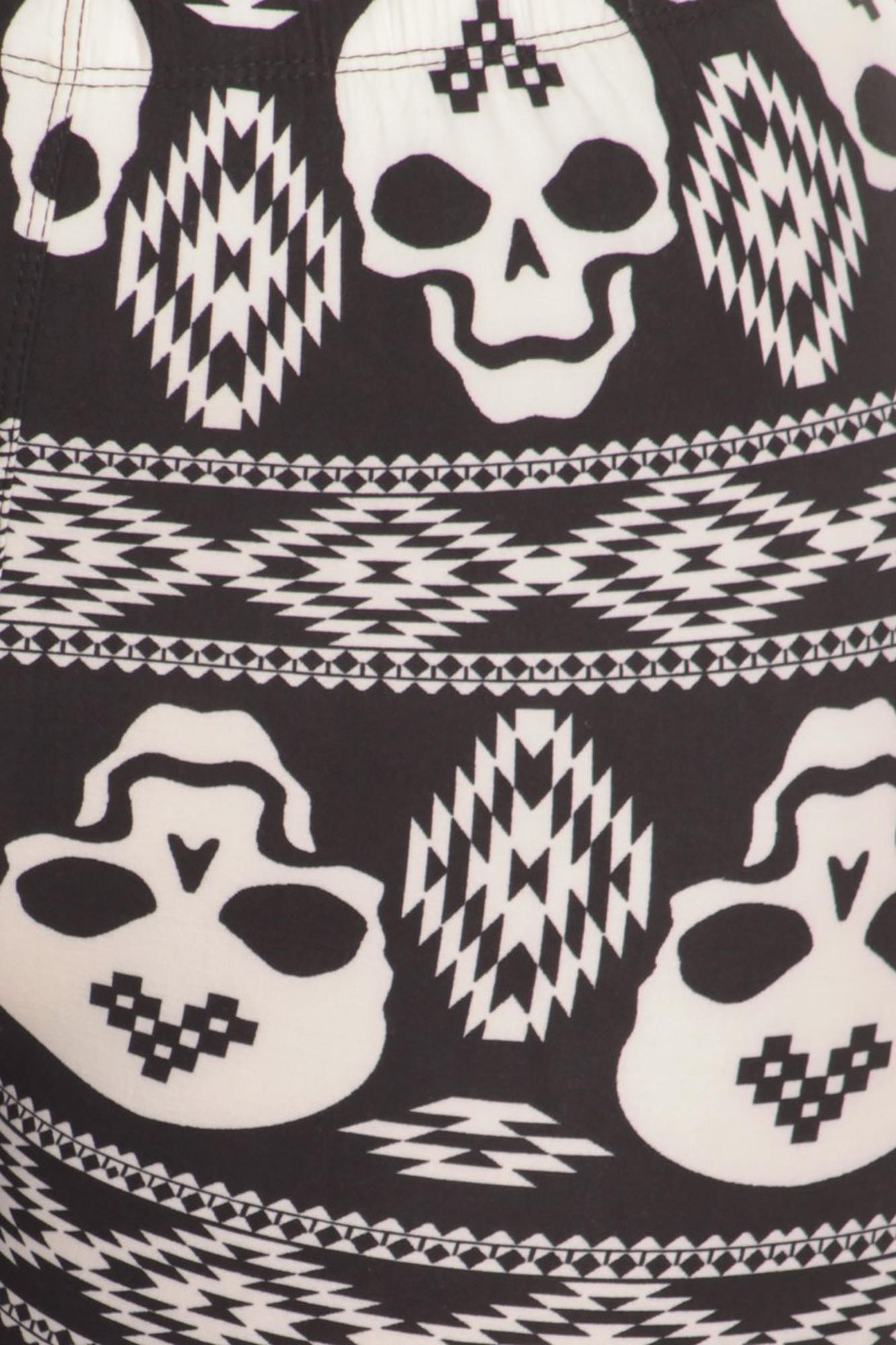 Buttery Soft Skull Tribe Leggings (One Size Regular,Black)