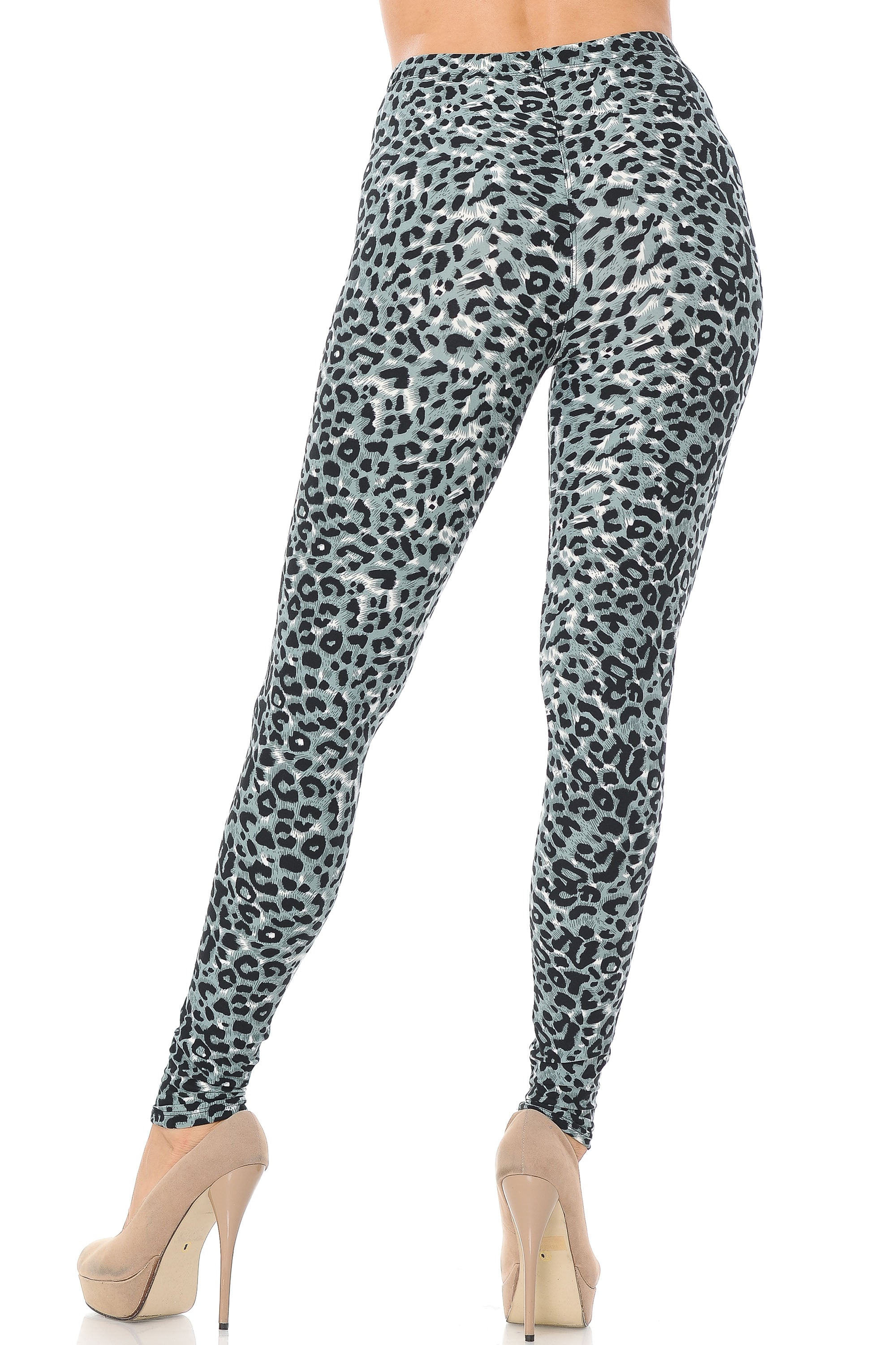 Buttery Soft Snow Leopard Leggings (One Size Regular,Charcoal)
