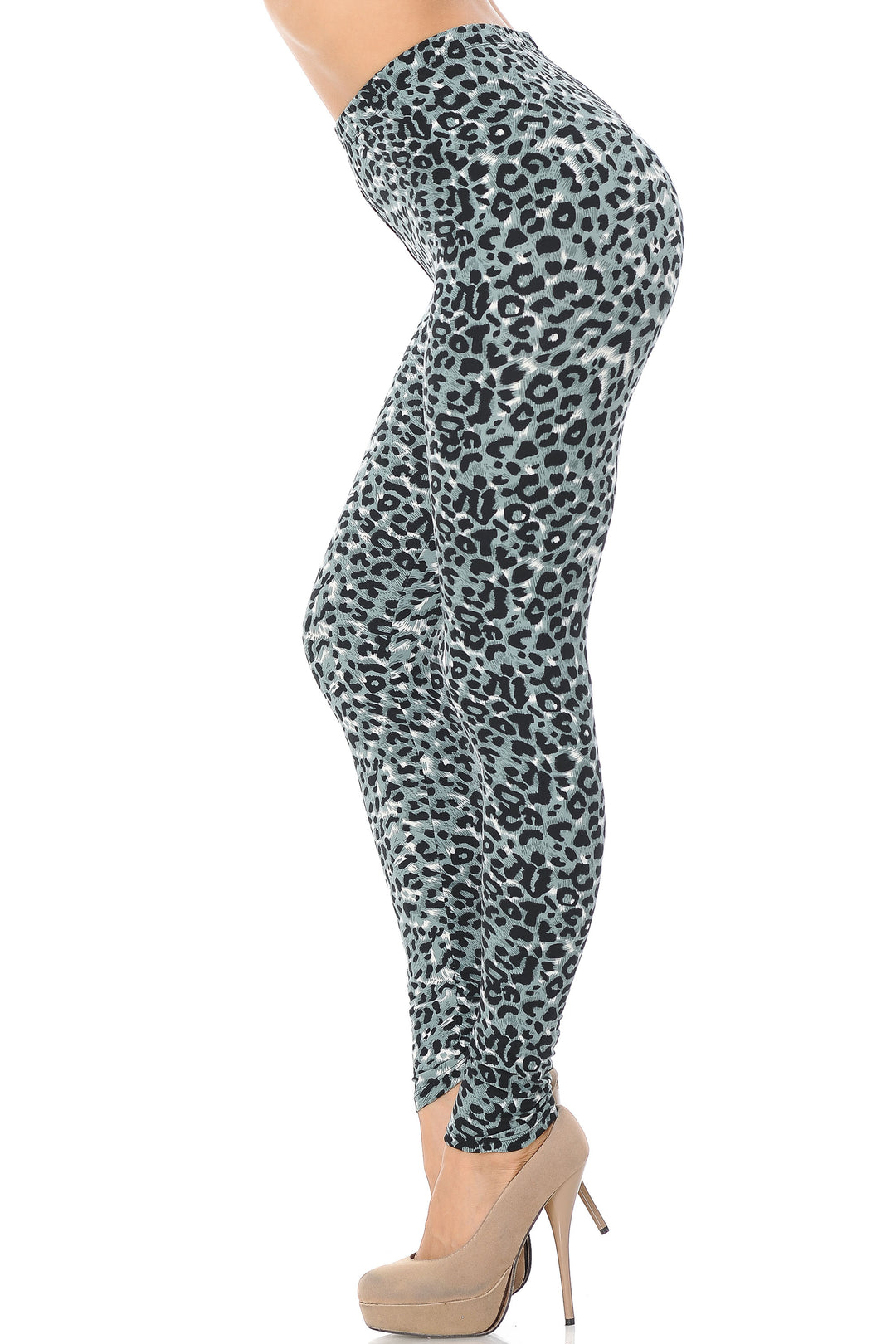 Buttery Soft Snow Leopard Leggings (One Size Regular,Charcoal)
