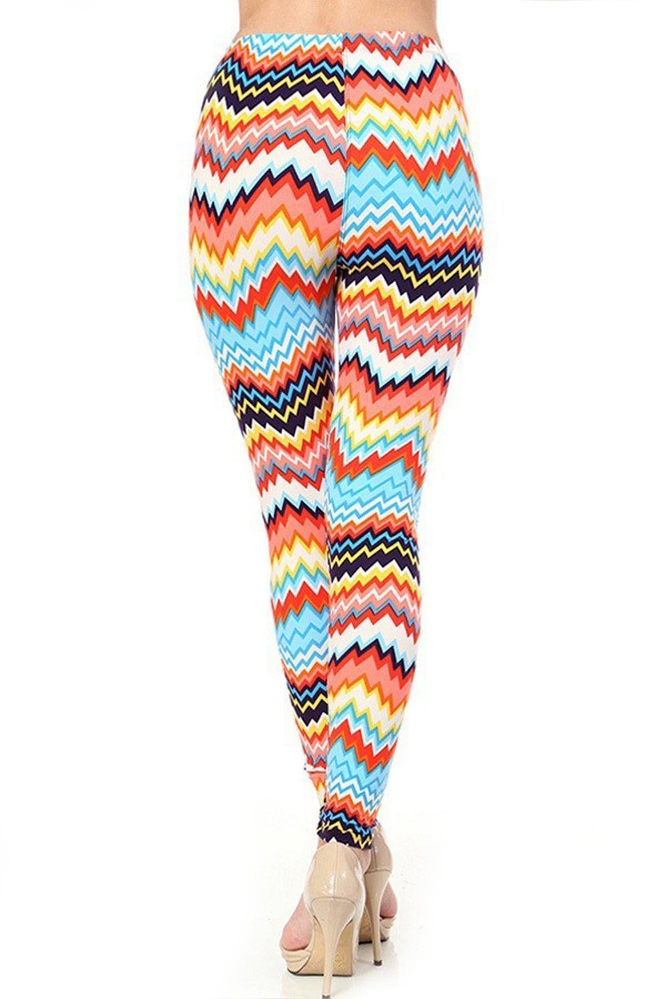 Buttery Soft Colorful Chevron Surprise Leggings (One Size Regular,Yellow)