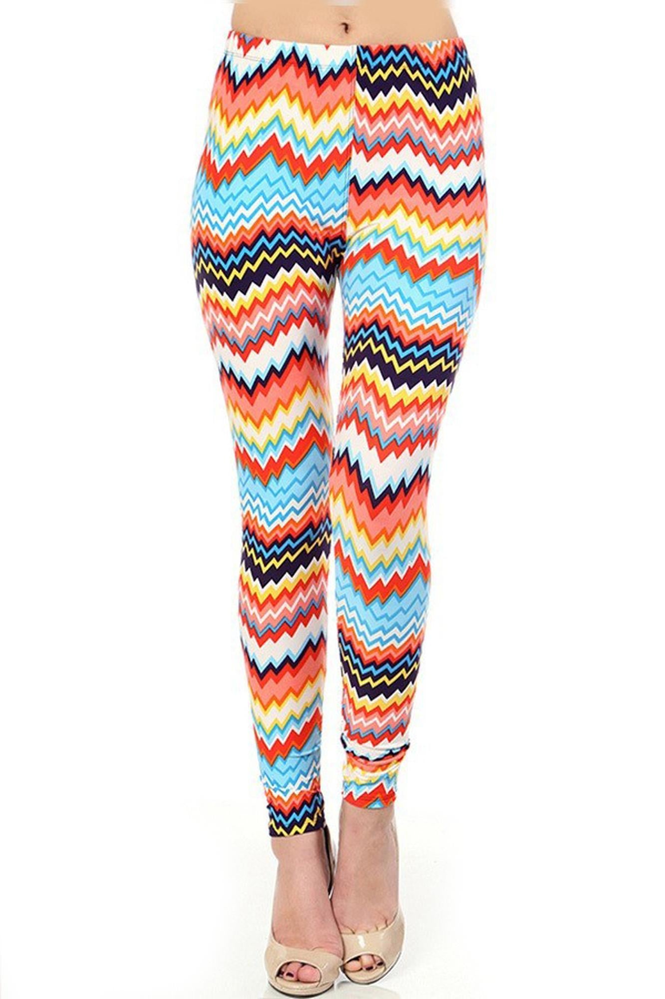 Buttery Soft Colorful Chevron Surprise Leggings (One Size Regular,Yellow)
