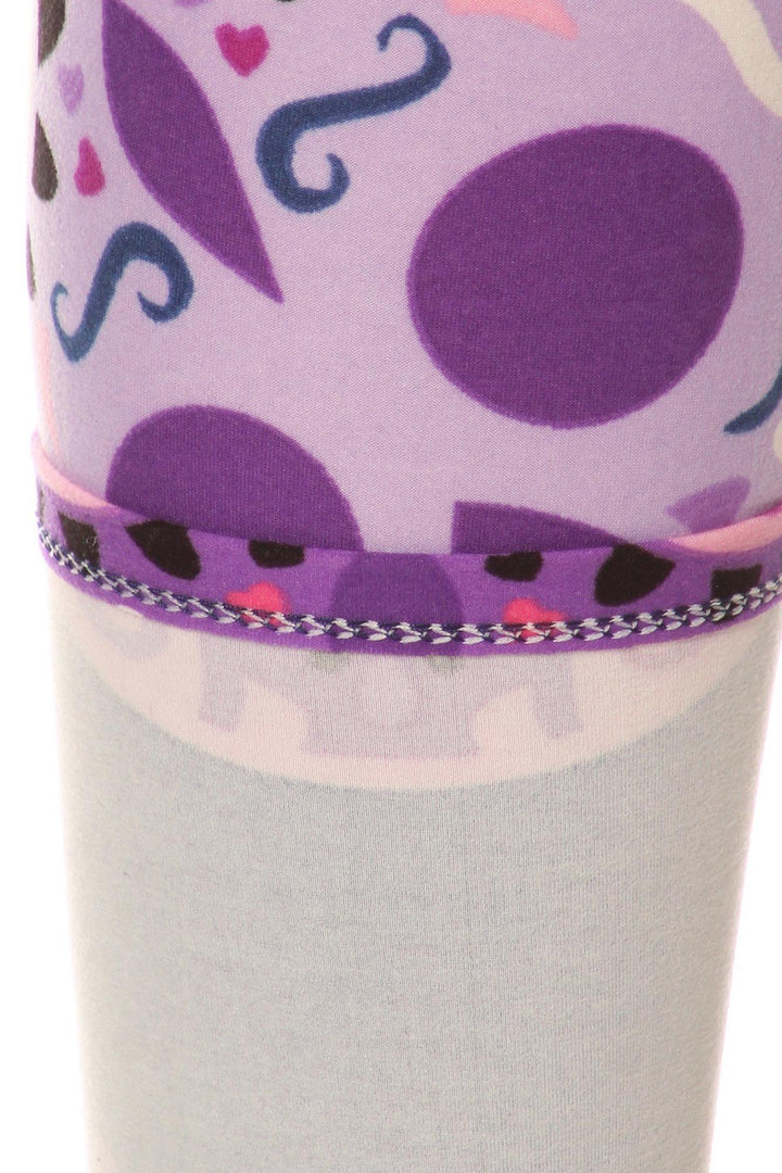 Buttery Soft Violet Sugar Skulls Leggings (One Size Regular,Purple)