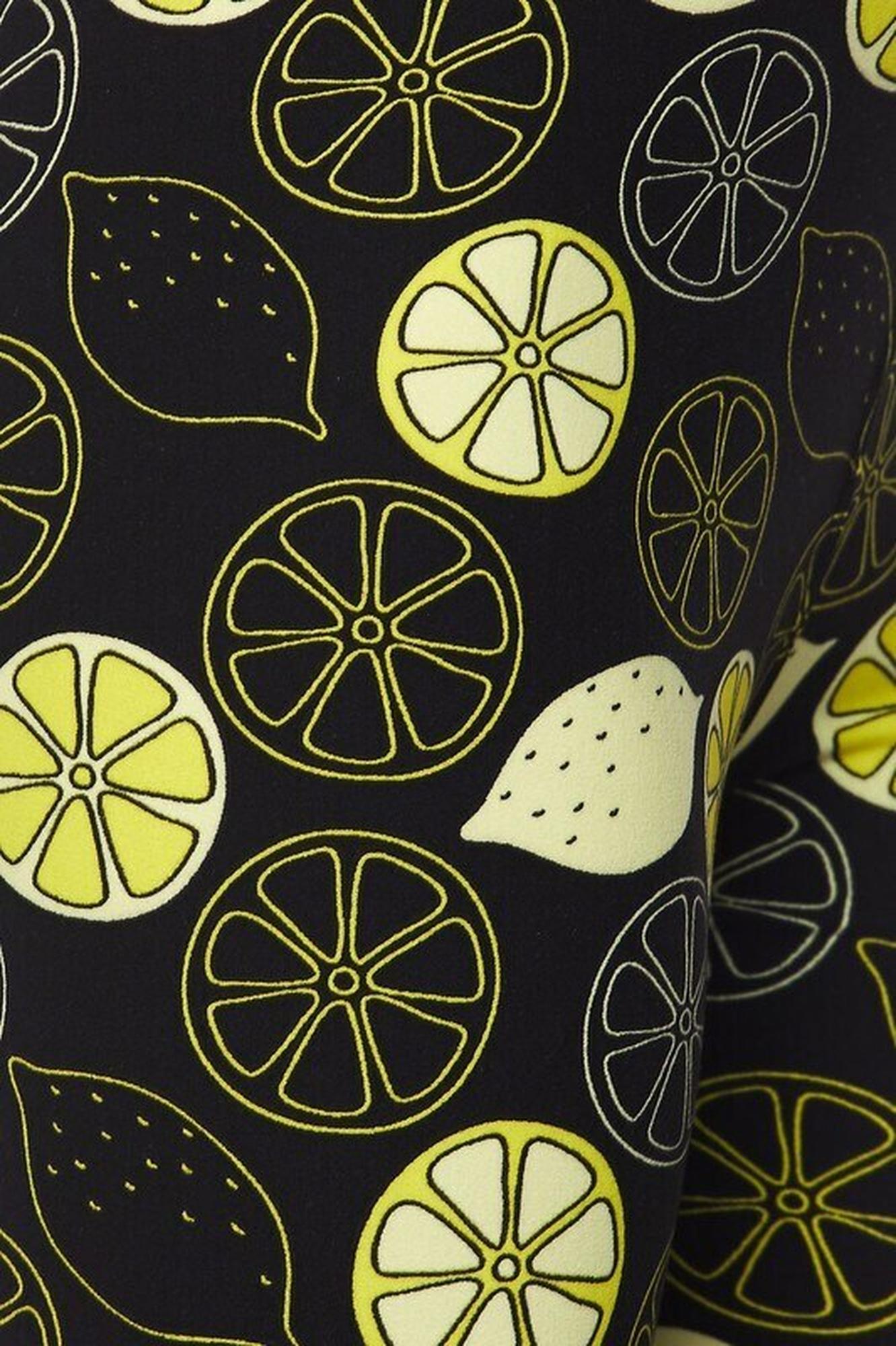 Buttery Soft Juicy Summer Lemons Leggings (One Size Regular,Yellow)