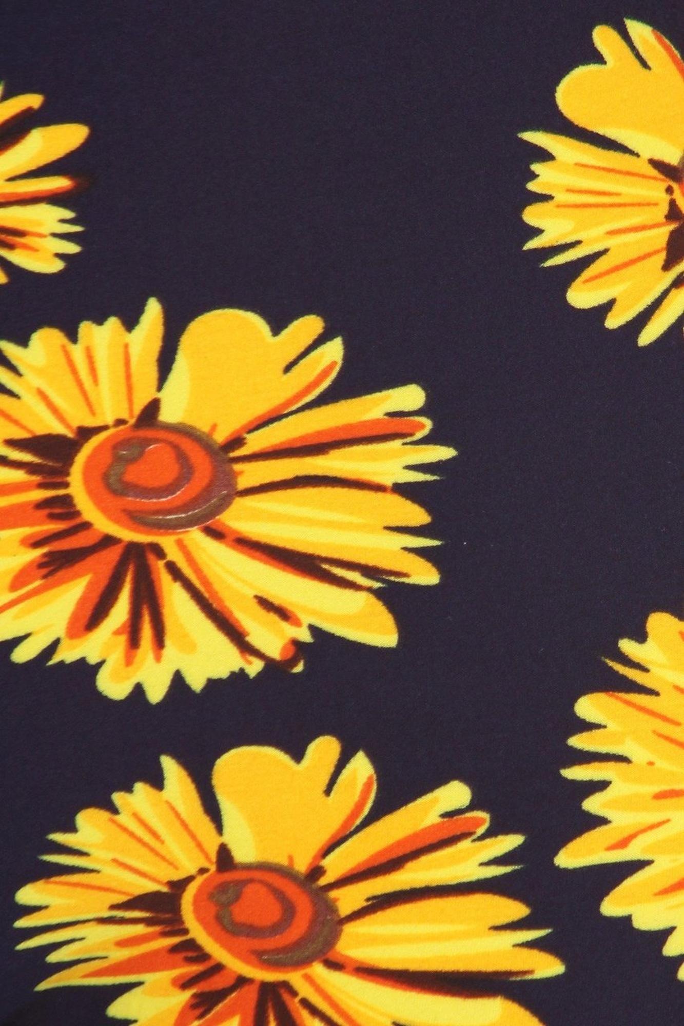 Buttery Soft Summer Daisy Leggings (One Size Regular,Yellow)