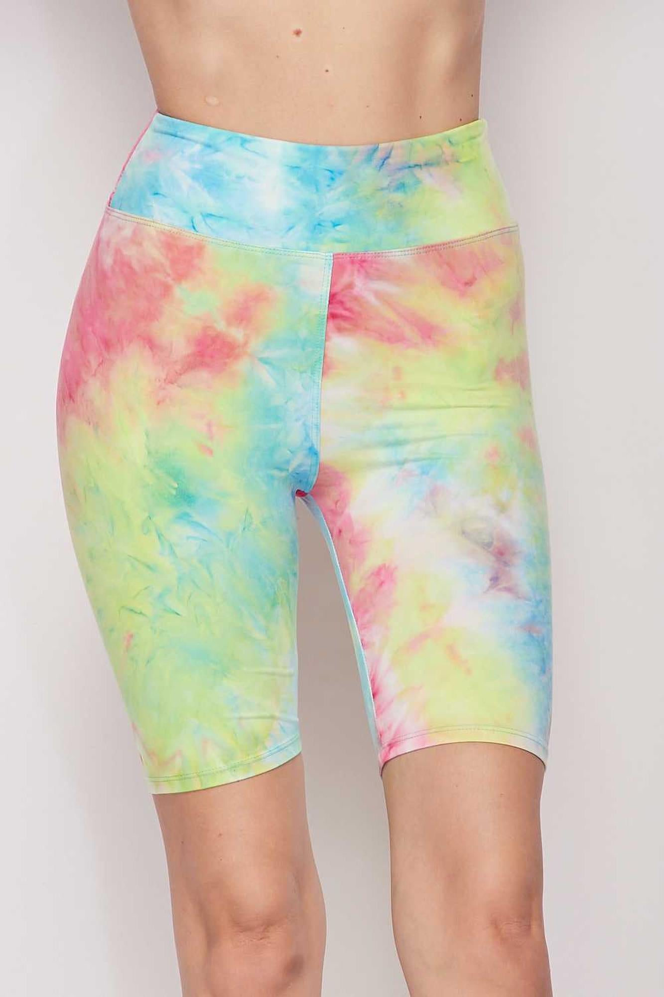 Tie Dye High Waisted Biker Shorts - 3 Inch Waist