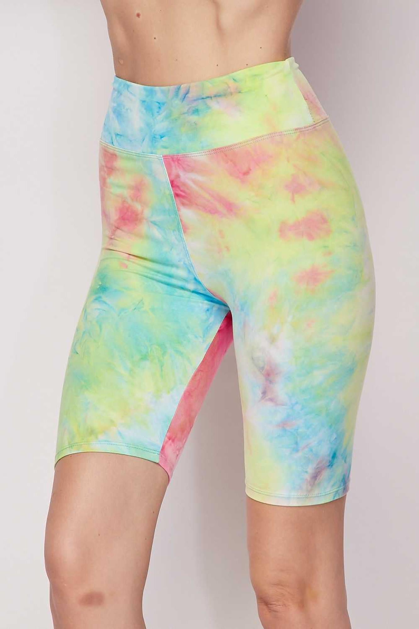 Tie Dye High Waisted Biker Shorts - 3 Inch Waist