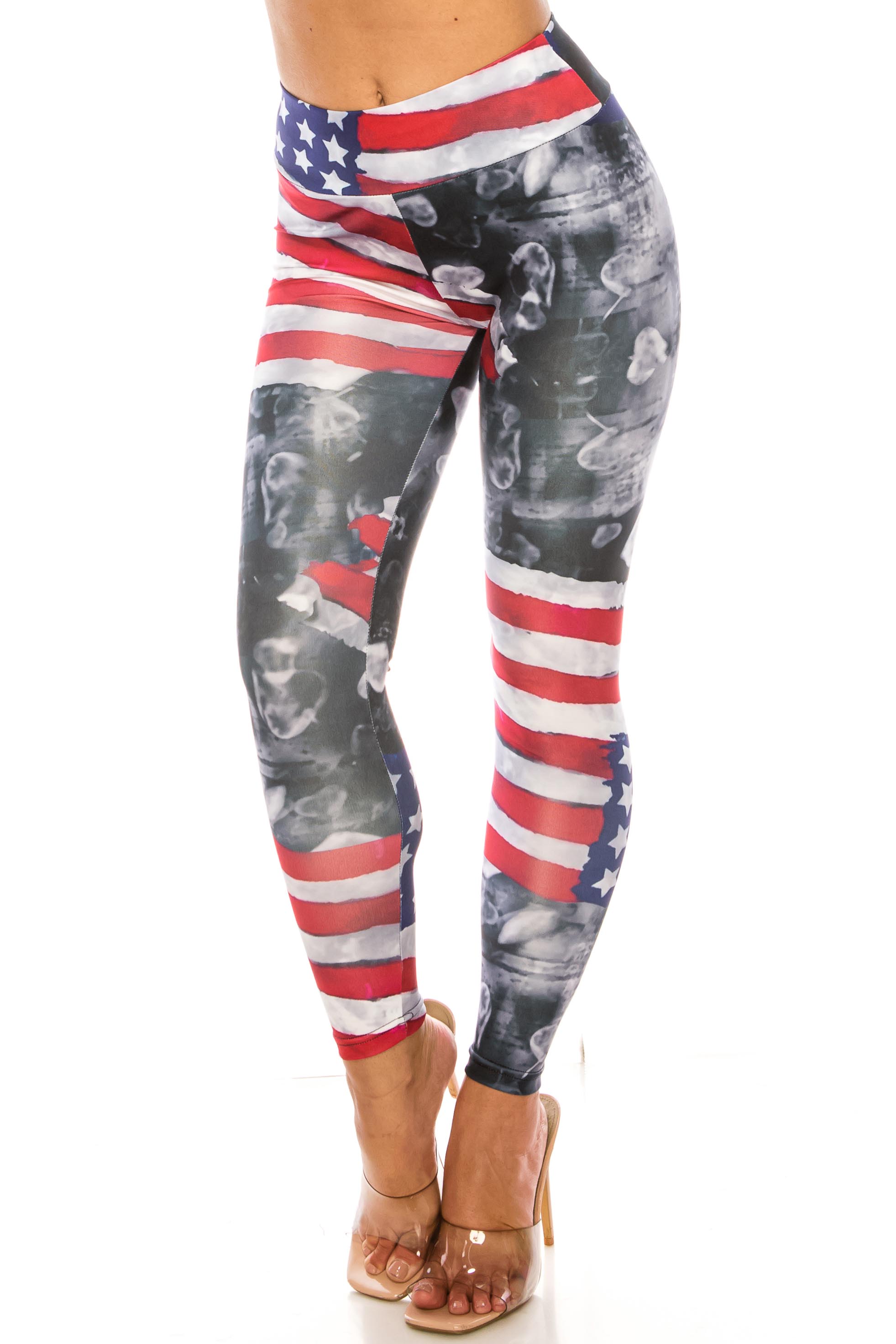 Painted USA Flag High Waisted Sport Leggings