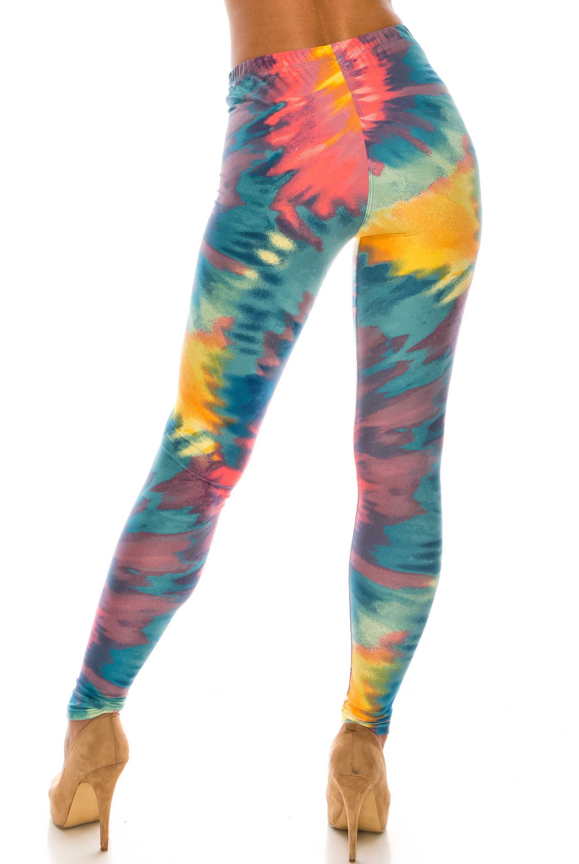 Buttery Soft Multi-Color-Bold Tie Dye Leggings (One Size Regular,Multi Color Bold)