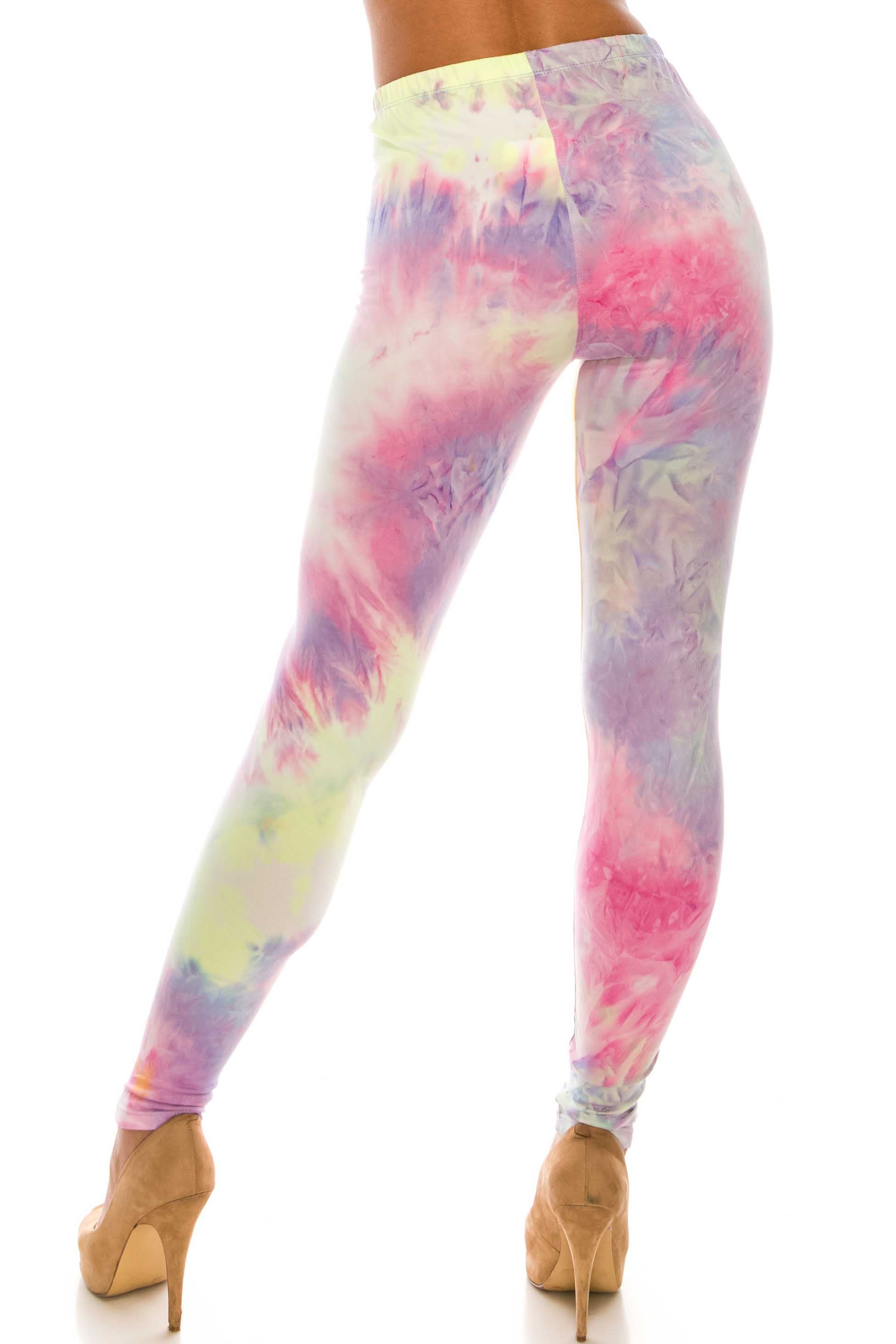 Buttery Soft Multi-Color Pastel Tie Dye Leggings (One Size Regular,Multi Color Pastel)