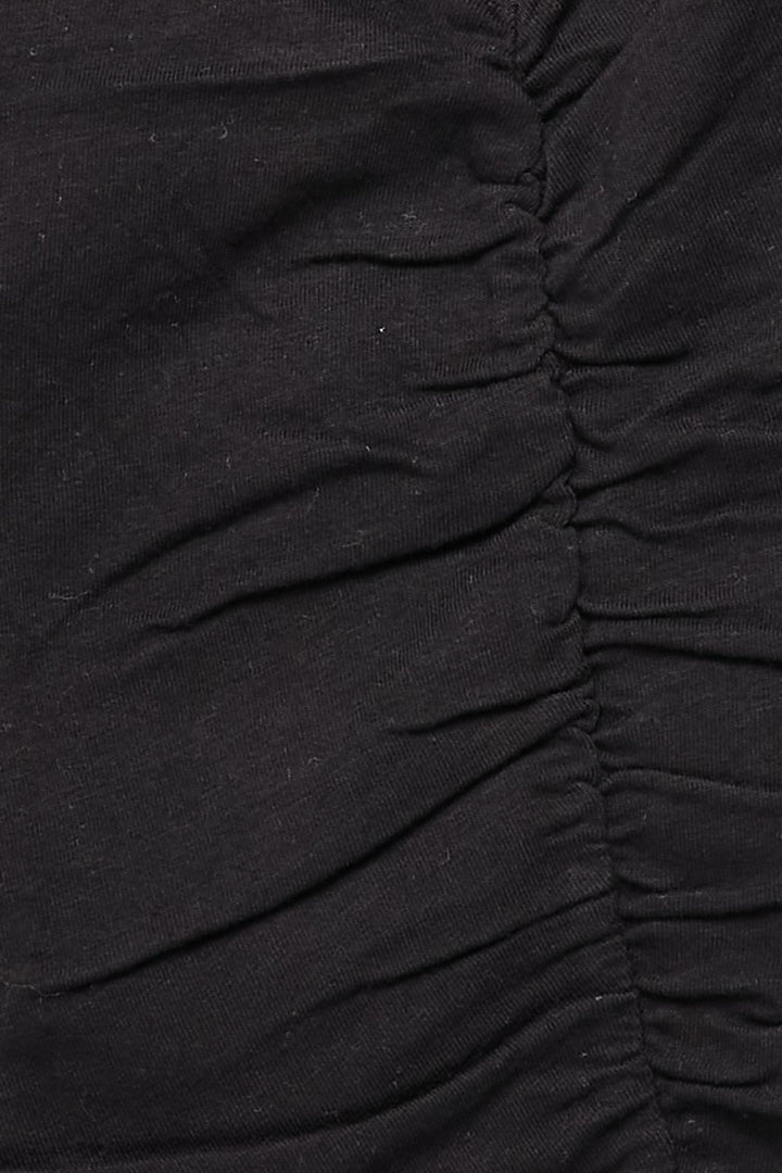 Solid Ruched Ribbed Cotton Spaghetti Strap Cropped Camisole