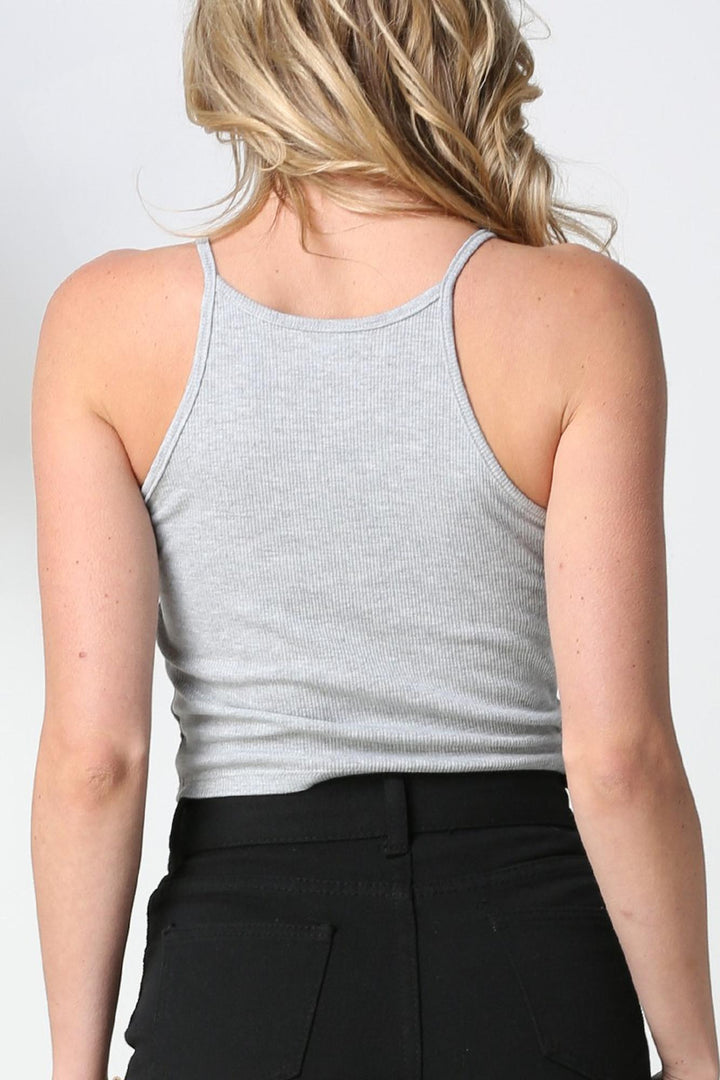 Lace Up Drawstring Ribbed Tank Top