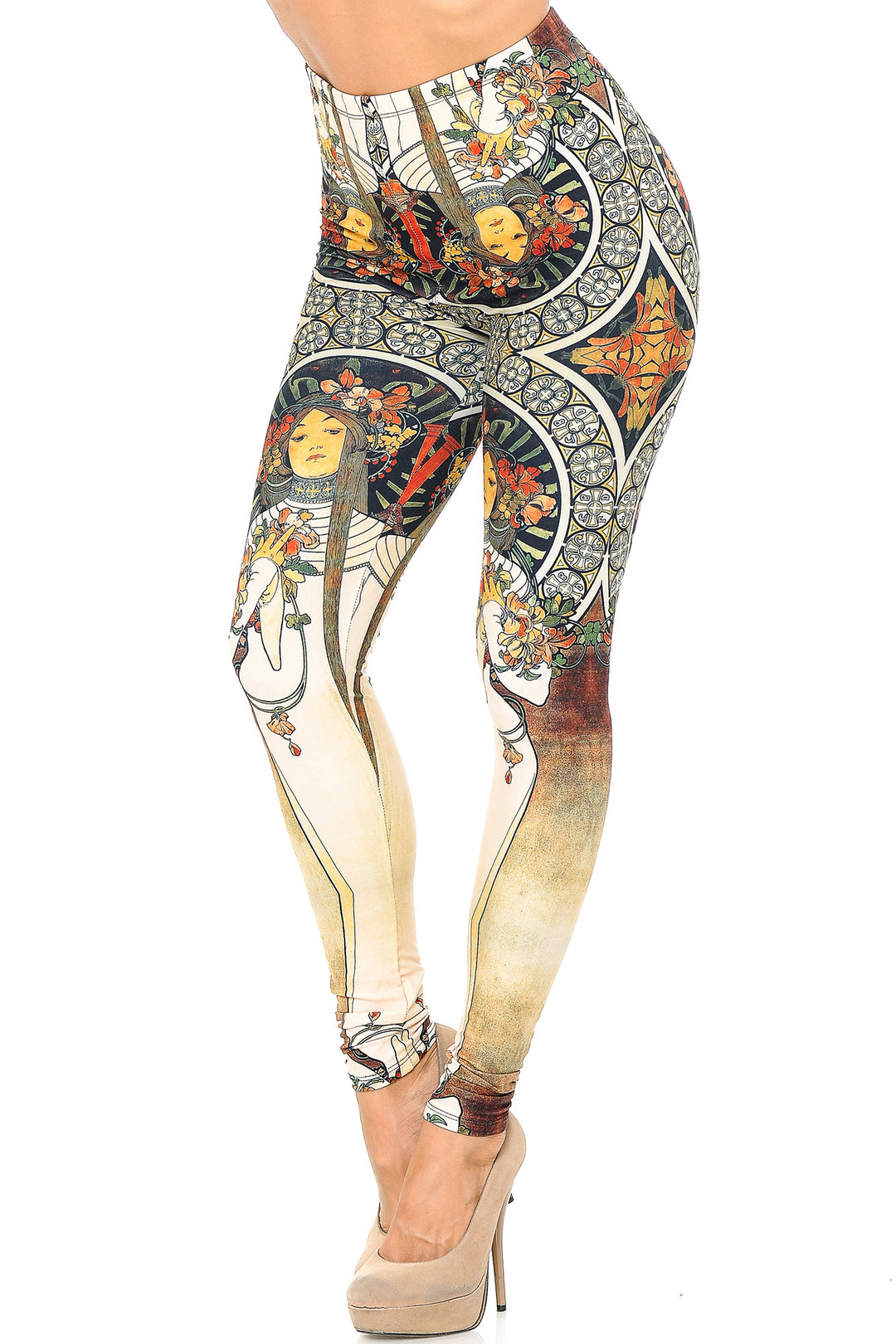 Creamy Soft Premium Women's Leggings Gaia Mucha Regular Size, High Rise, Stretchy & Breathable, Comfortable Fit - by USA Fashion