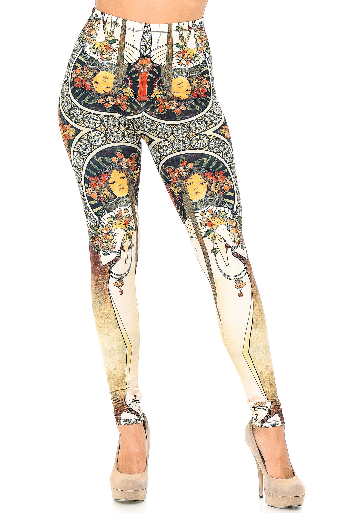 Creamy Soft Premium Women's Leggings Gaia Mucha Regular Size, High Rise, Stretchy & Breathable, Comfortable Fit - by USA Fashion