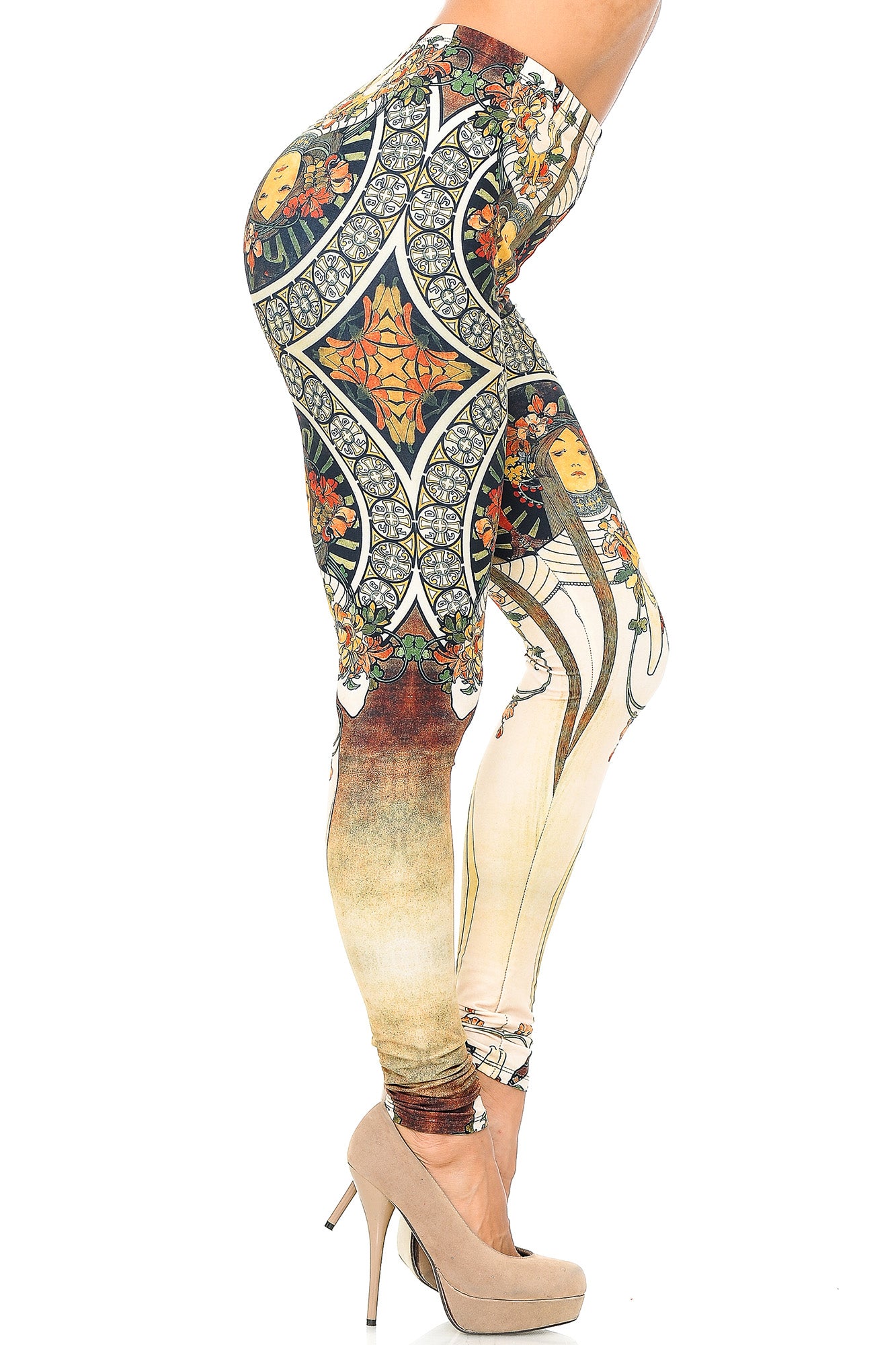 Creamy Soft Premium Women's Leggings Gaia Mucha Regular Size, High Rise, Stretchy & Breathable, Comfortable Fit - by USA Fashion