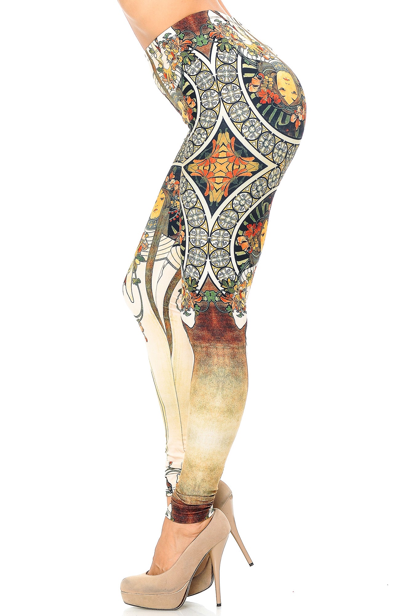 Creamy Soft Premium Women's Leggings Gaia Mucha Regular Size, High Rise, Stretchy & Breathable, Comfortable Fit - by USA Fashion