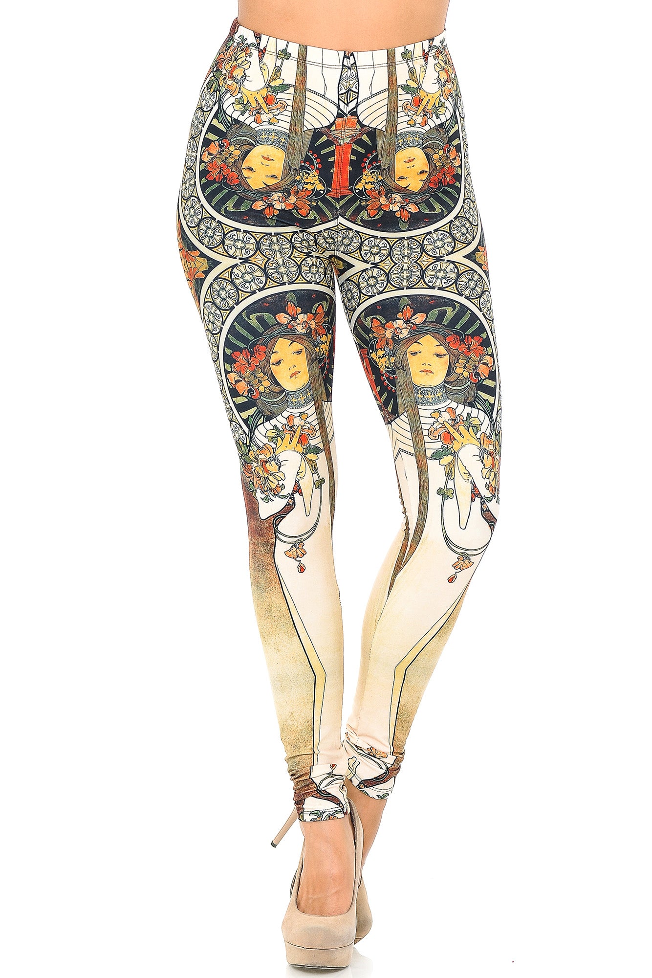 Creamy Soft Premium Women's Leggings Gaia Mucha Regular Size, High Rise, Stretchy & Breathable, Comfortable Fit - by USA Fashion