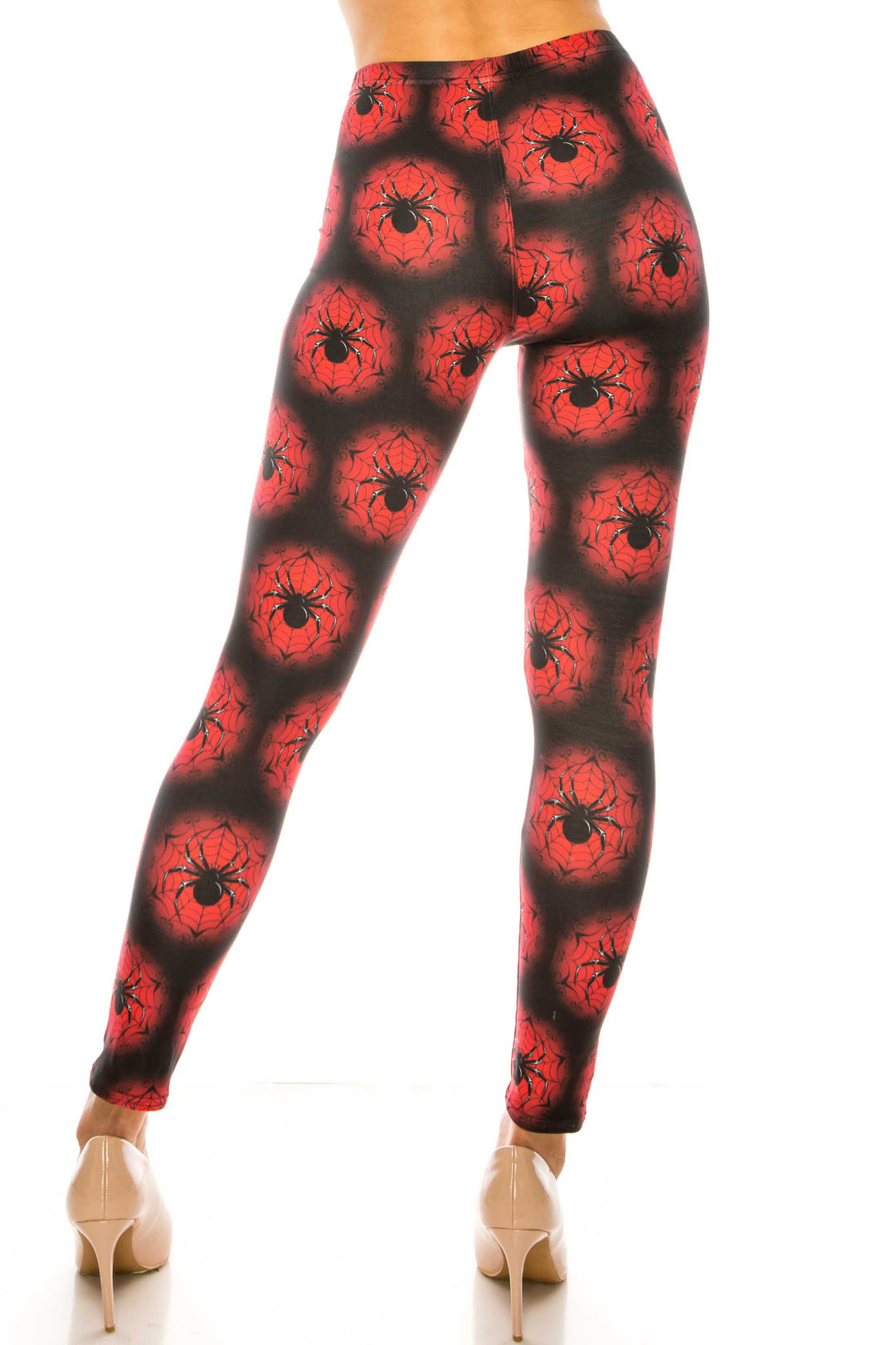 Creamy Soft Black Widow Spider Web Leggings - USA Fashionâ„¢ (One Size Regular,Red)