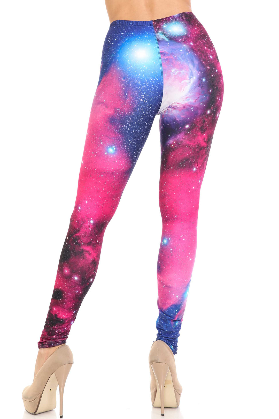 Creamy Soft Premium Women's Leggings Fuchsia Galaxy Regular Size, High Rise, Stretchy & Comfortable Fit - by USA Fashion