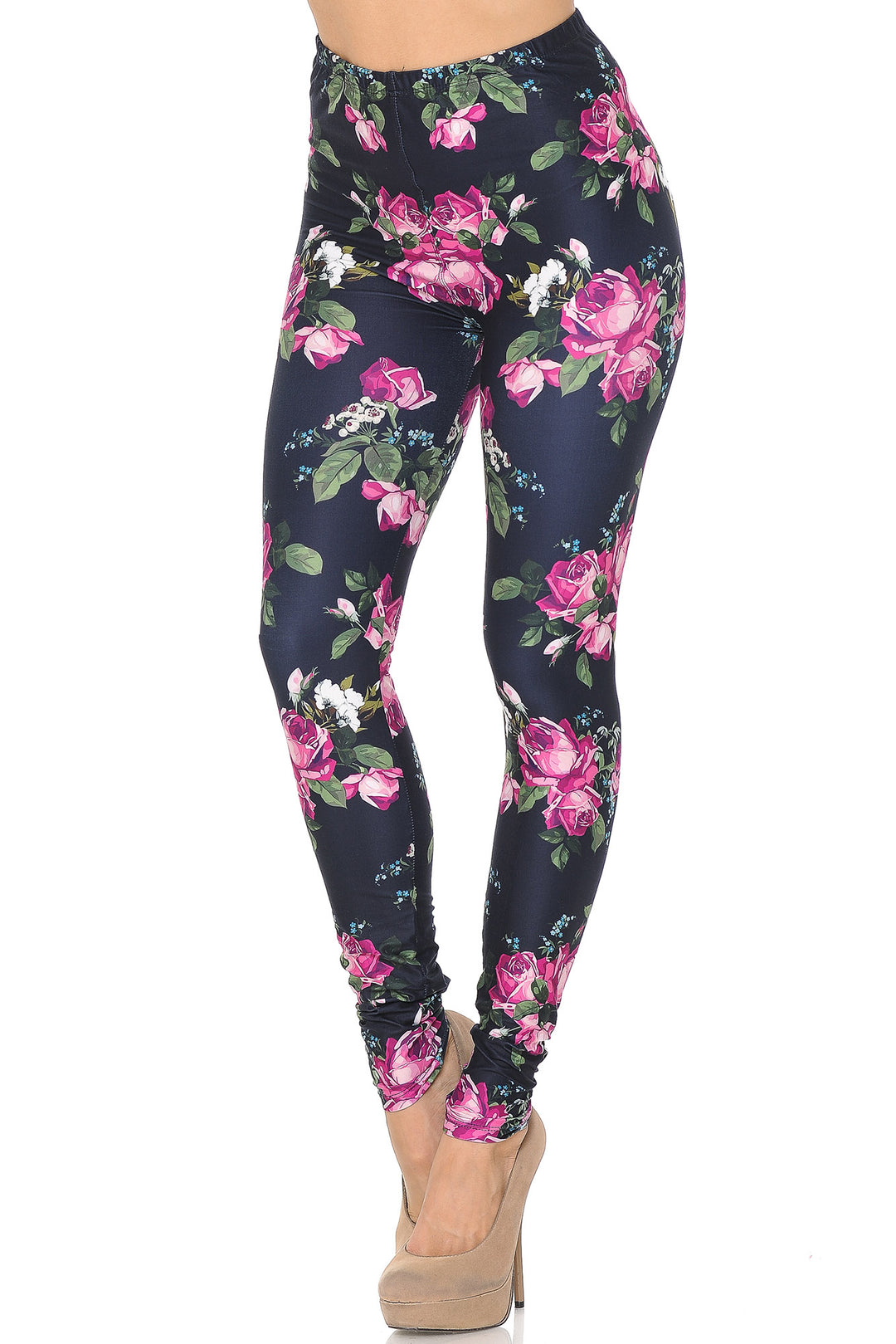 Creamy Soft Premium Women's Leggings Fuchsia Rose Regular Size, High Rise, Stretchy & Breathable, Comfortable Fit - by USA Fashion