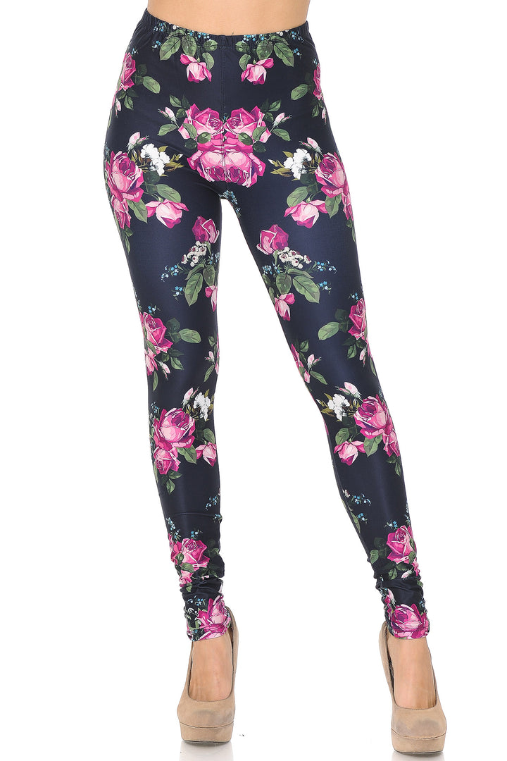 Creamy Soft Premium Women's Leggings Fuchsia Rose Regular Size, High Rise, Stretchy & Breathable, Comfortable Fit - by USA Fashion