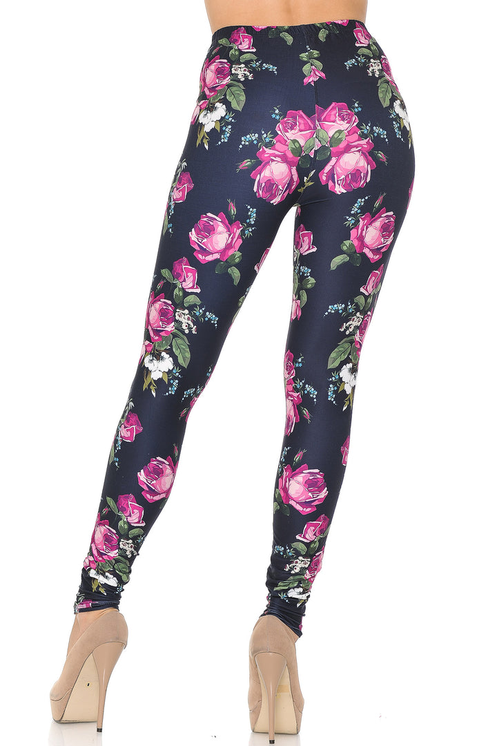 Creamy Soft Premium Women's Leggings Fuchsia Rose Regular Size, High Rise, Stretchy & Breathable, Comfortable Fit - by USA Fashion