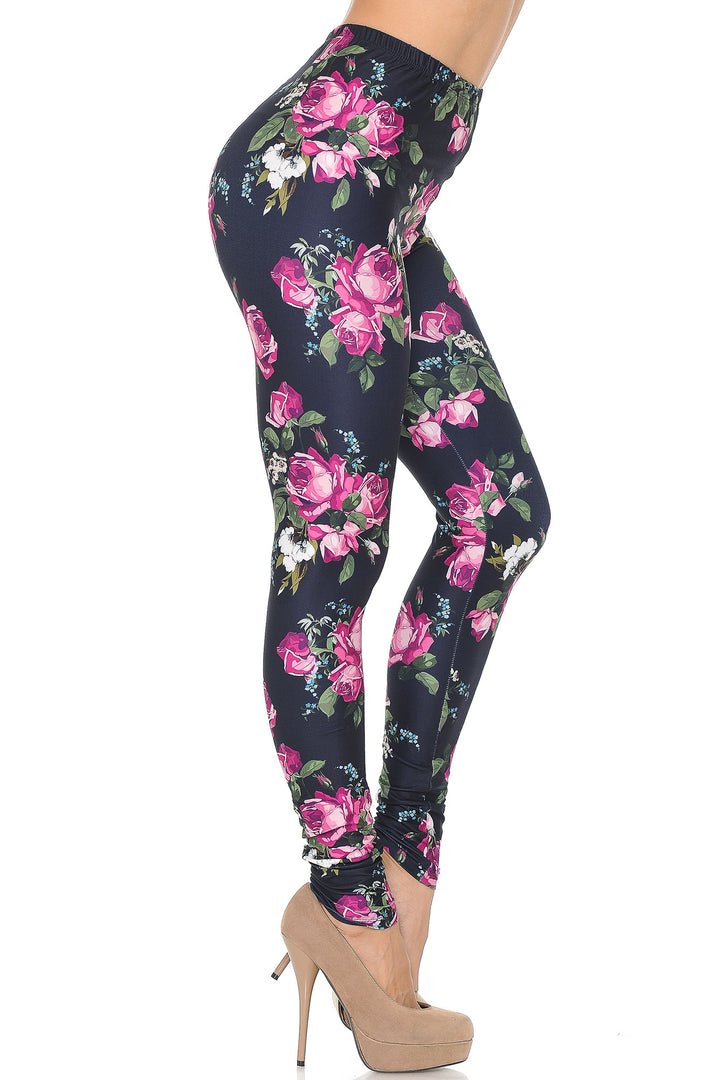 Creamy Soft Premium Women's Leggings Fuchsia Rose Regular Size, High Rise, Stretchy & Breathable, Comfortable Fit - by USA Fashion
