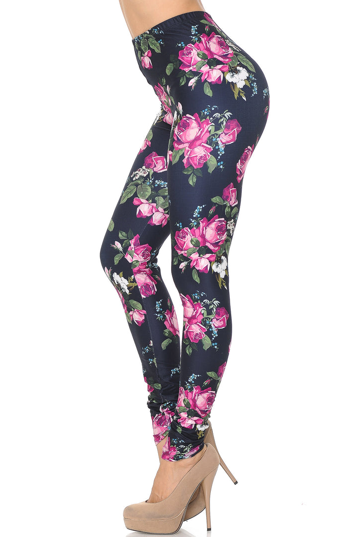 Creamy Soft Premium Women's Leggings Fuchsia Rose Regular Size, High Rise, Stretchy & Breathable, Comfortable Fit - by USA Fashion