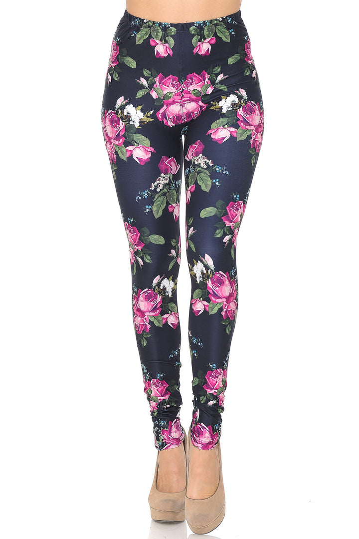 Creamy Soft Premium Women's Leggings Fuchsia Rose Regular Size, High Rise, Stretchy & Breathable, Comfortable Fit - by USA Fashion