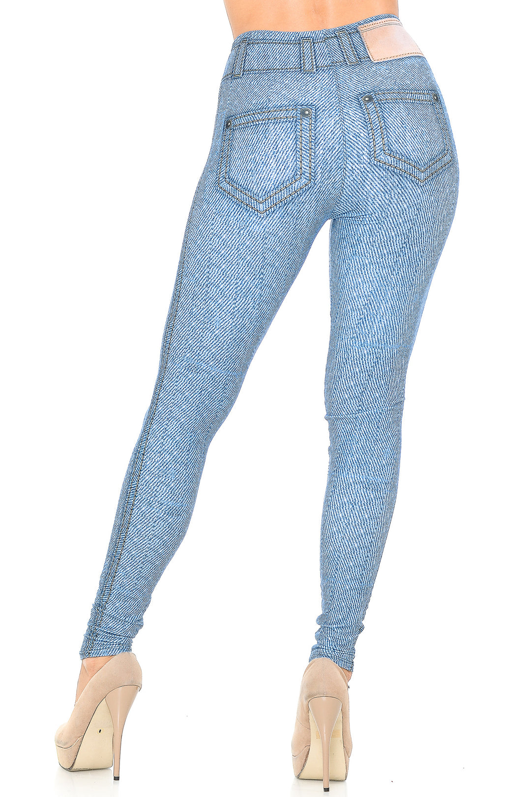 Creamy Soft Premium Women's Leggings Beautiful Blue Jean Regular Size, High Rise, Stretchy & Breathable, Comfortable Fit - by USA Fashion