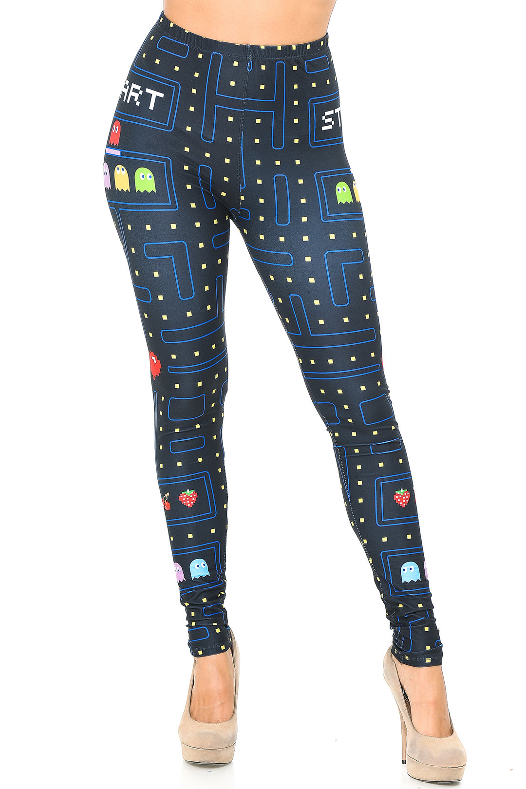 Creamy Soft Premium Women's Leggings Pacman Begins Regular Size, High Rise, Stretchy & Breathable, Comfortable Fit - by USA Fashion