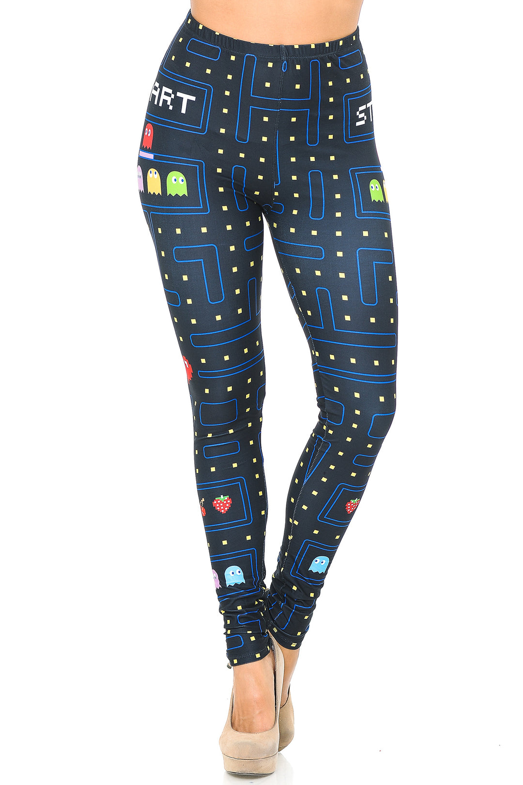 Creamy Soft Premium Women's Leggings Pacman Begins Regular Size, High Rise, Stretchy & Breathable, Comfortable Fit - by USA Fashion