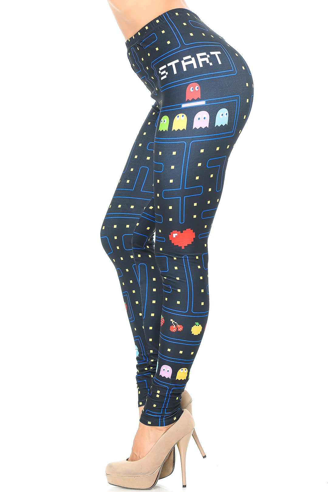 Creamy Soft Premium Women's Leggings Pacman Begins Regular Size, High Rise, Stretchy & Breathable, Comfortable Fit - by USA Fashion