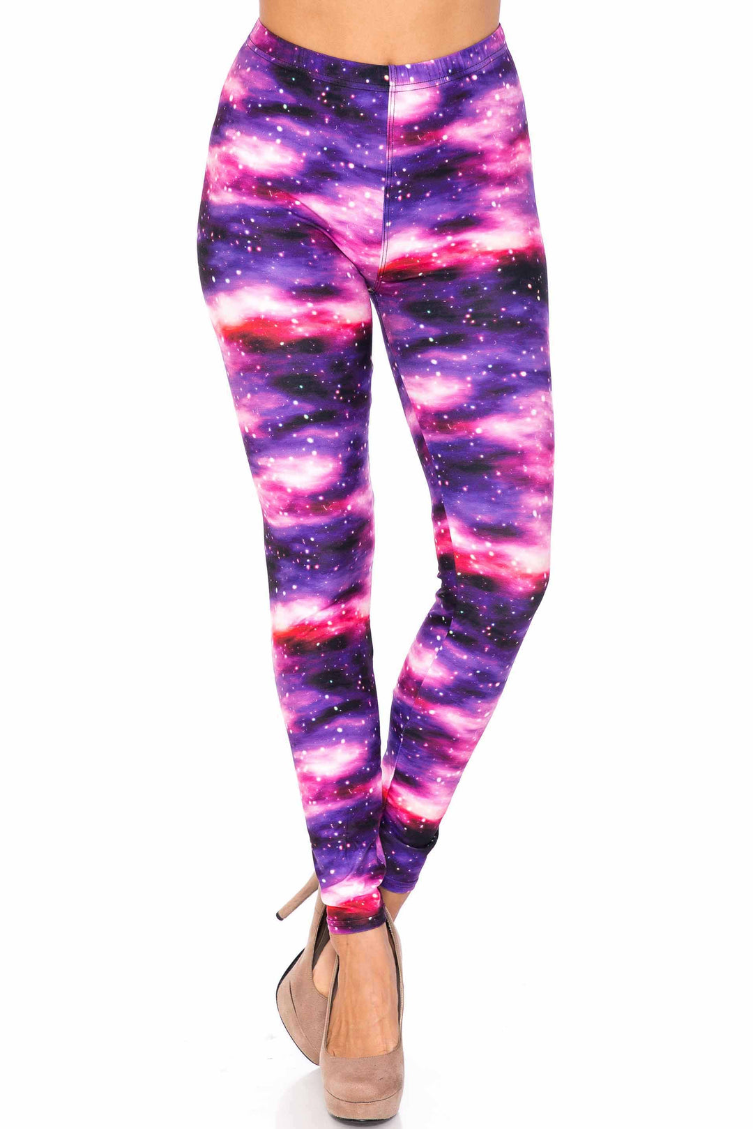 Creamy Soft Premium Women's Leggings Purple Mist Regular Size, High Rise, Stretchy & Comfortable Fit - by USA Fashion