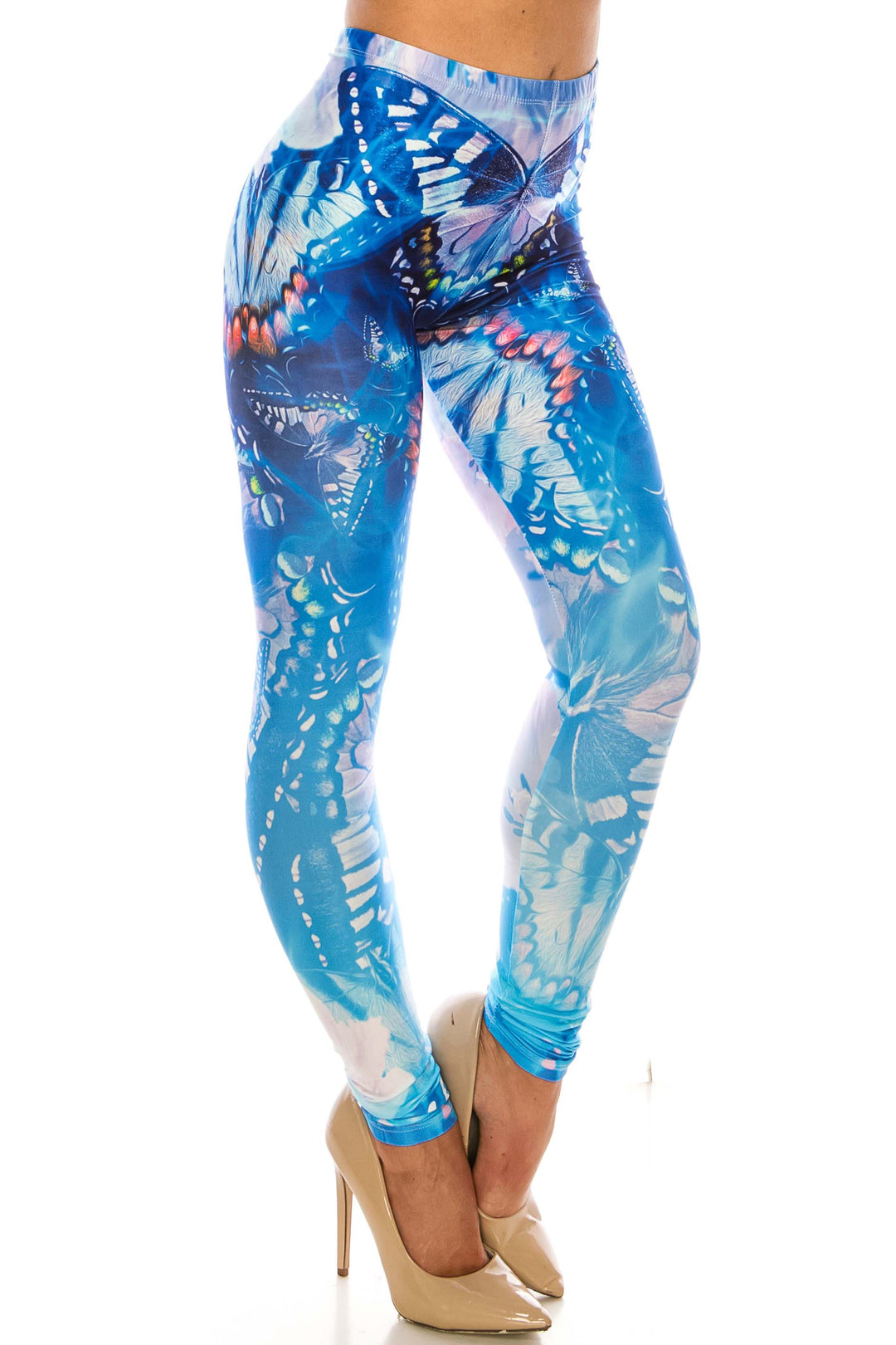Creamy Soft Premium Women's Leggings Reflecting Butterflies Regular Size, High Rise, Stretchy & Comfortable Fit - by USA Fashion
