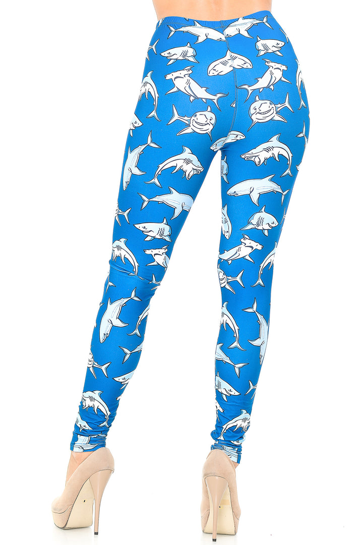Creamy Soft Premium Women's Leggings Shark Regular Size, High Rise, Stretchy & Comfortable Fit - by USA Fashion