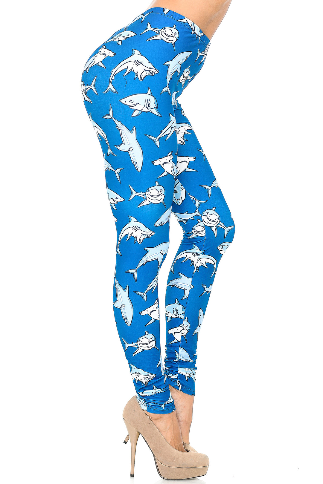 Creamy Soft Premium Women's Leggings Shark Regular Size, High Rise, Stretchy & Comfortable Fit - by USA Fashion