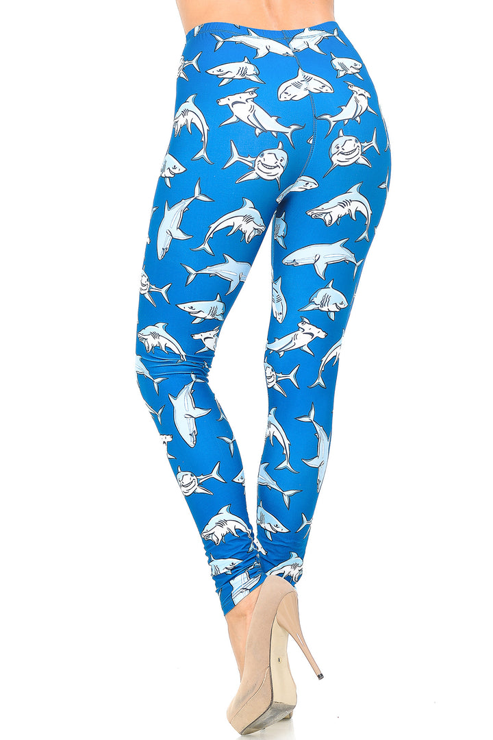Creamy Soft Premium Women's Leggings Shark Regular Size, High Rise, Stretchy & Comfortable Fit - by USA Fashion